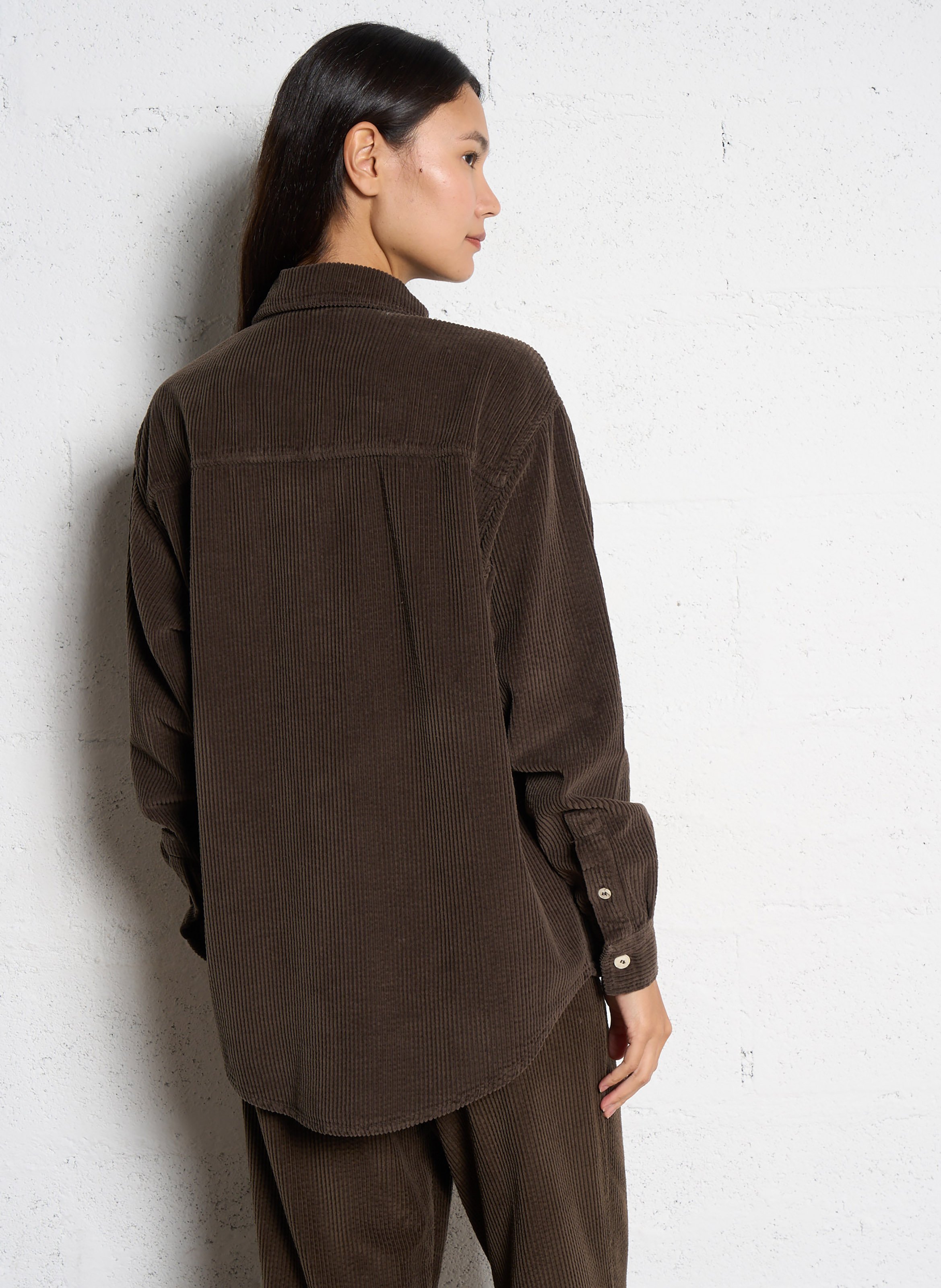 Blouse van corduroy met klassieke kraag AMERICAN VINTAGE Bruin