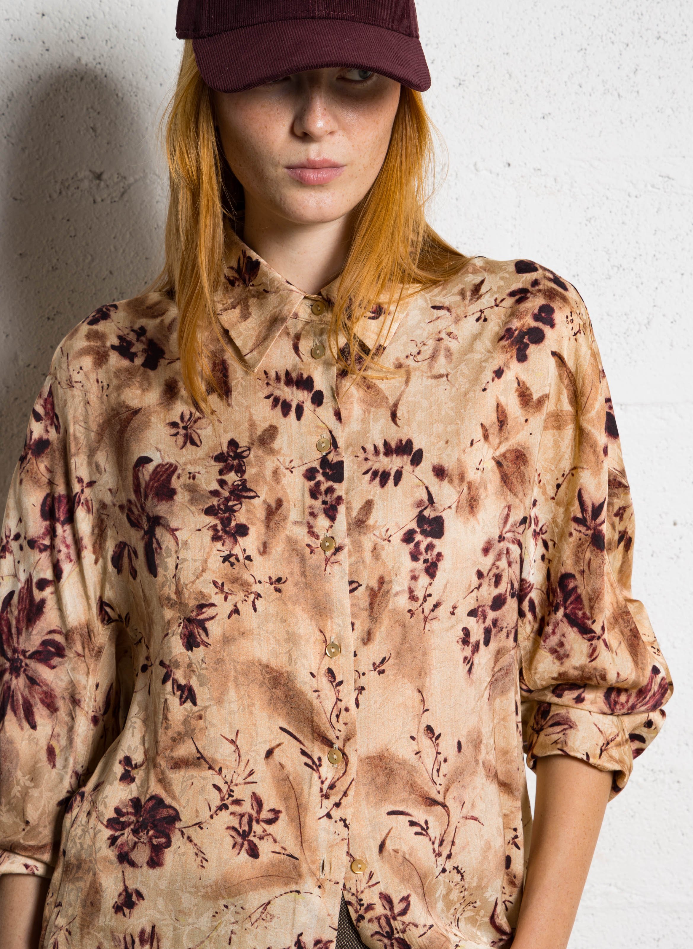 Chemise ample fluide à motifs MOMONI Rouge