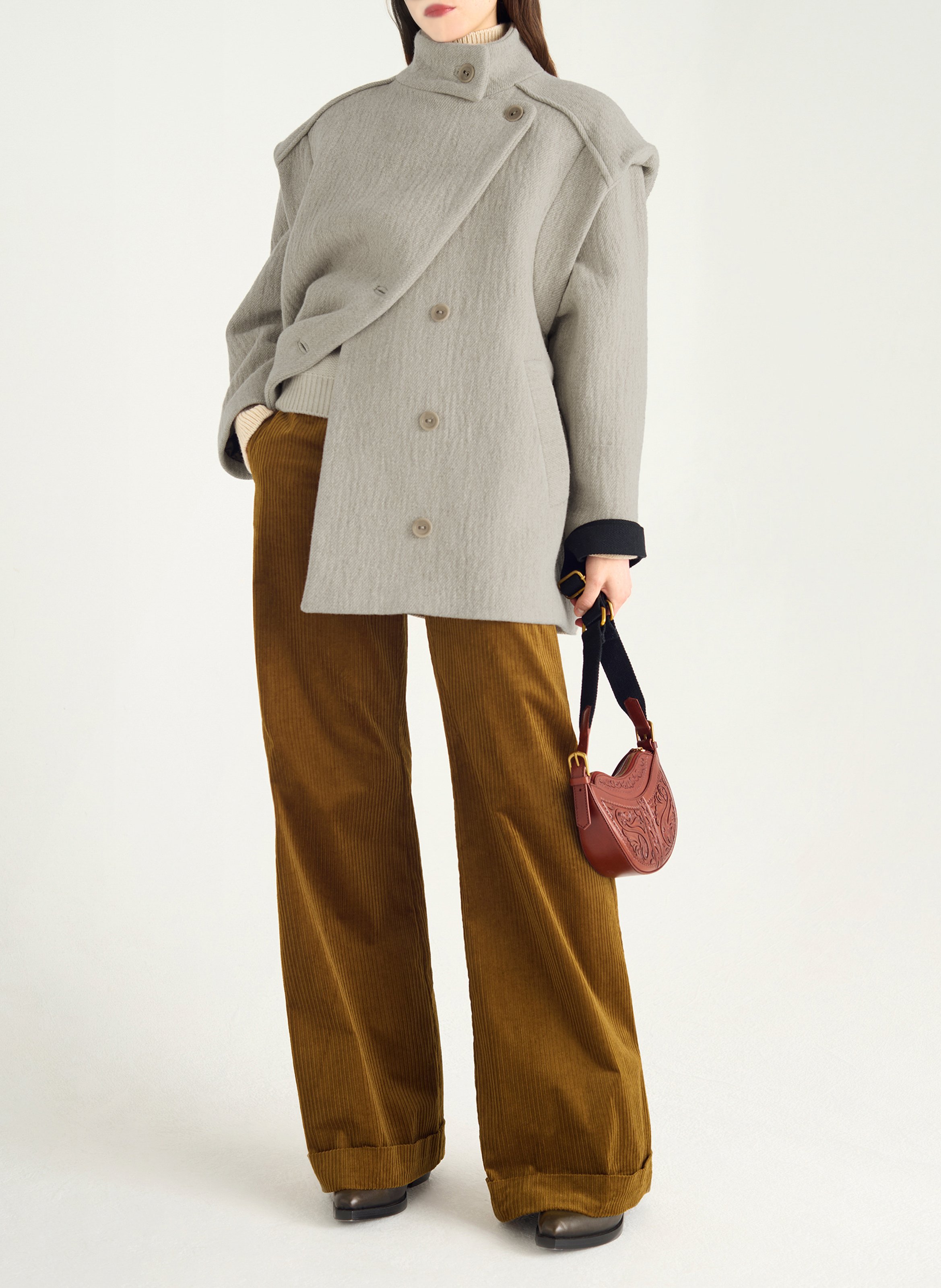 Manteau col montant en laine mélangée COTELAC Blanc