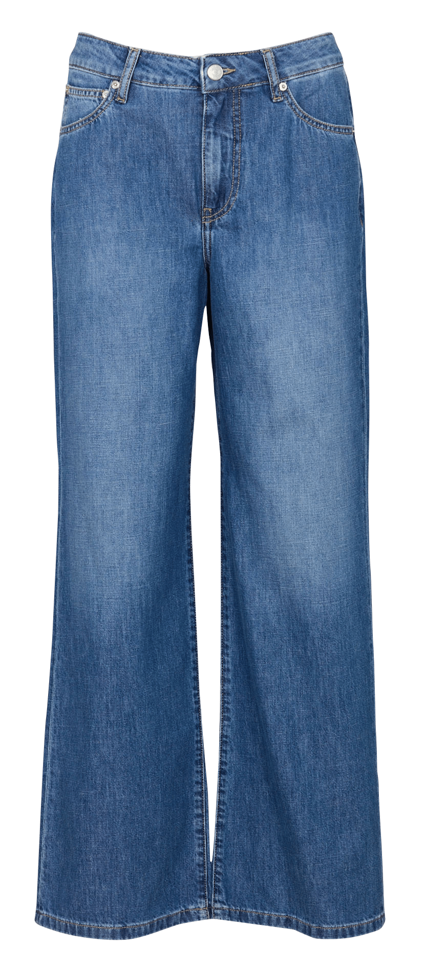 High-rise straight cotton-blend jeans ACQUAVERDE Blue