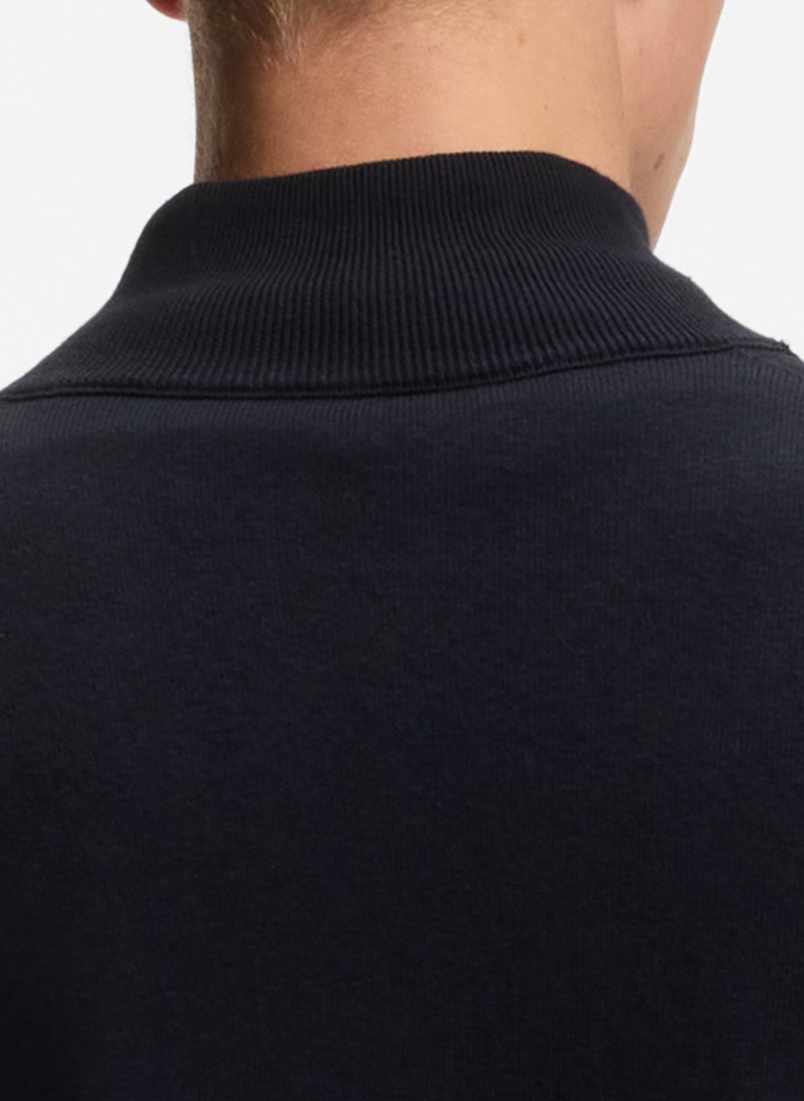 High-neck cardigan in cotton and cashmere blend BOSS Blue