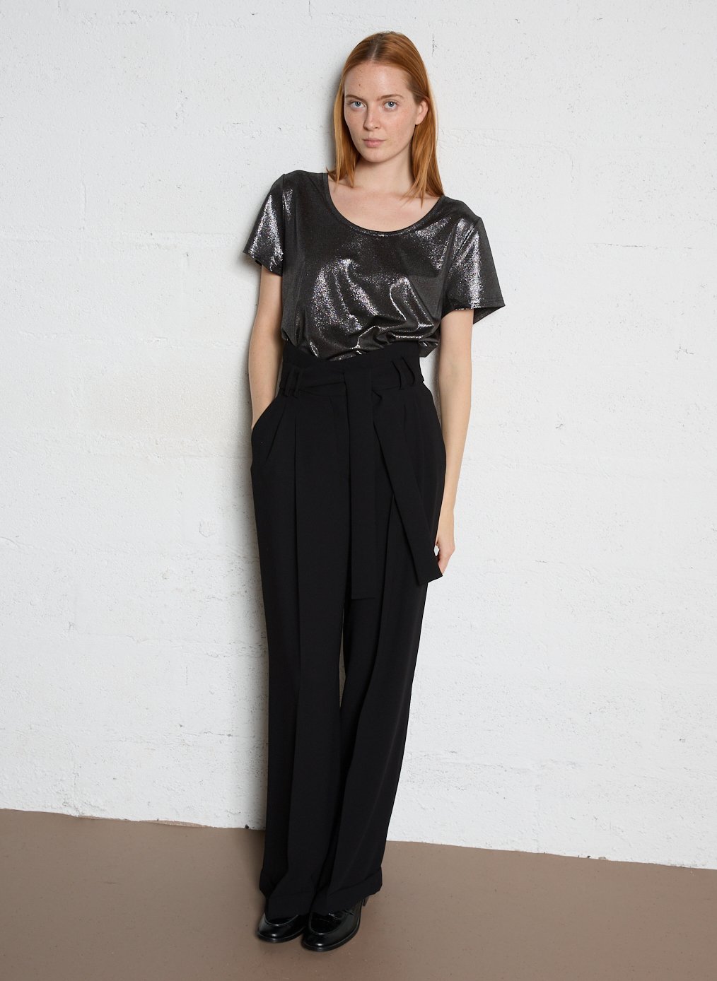 Tee-shirt col rond fluide pailleté LA PETITE ETOILE Argent