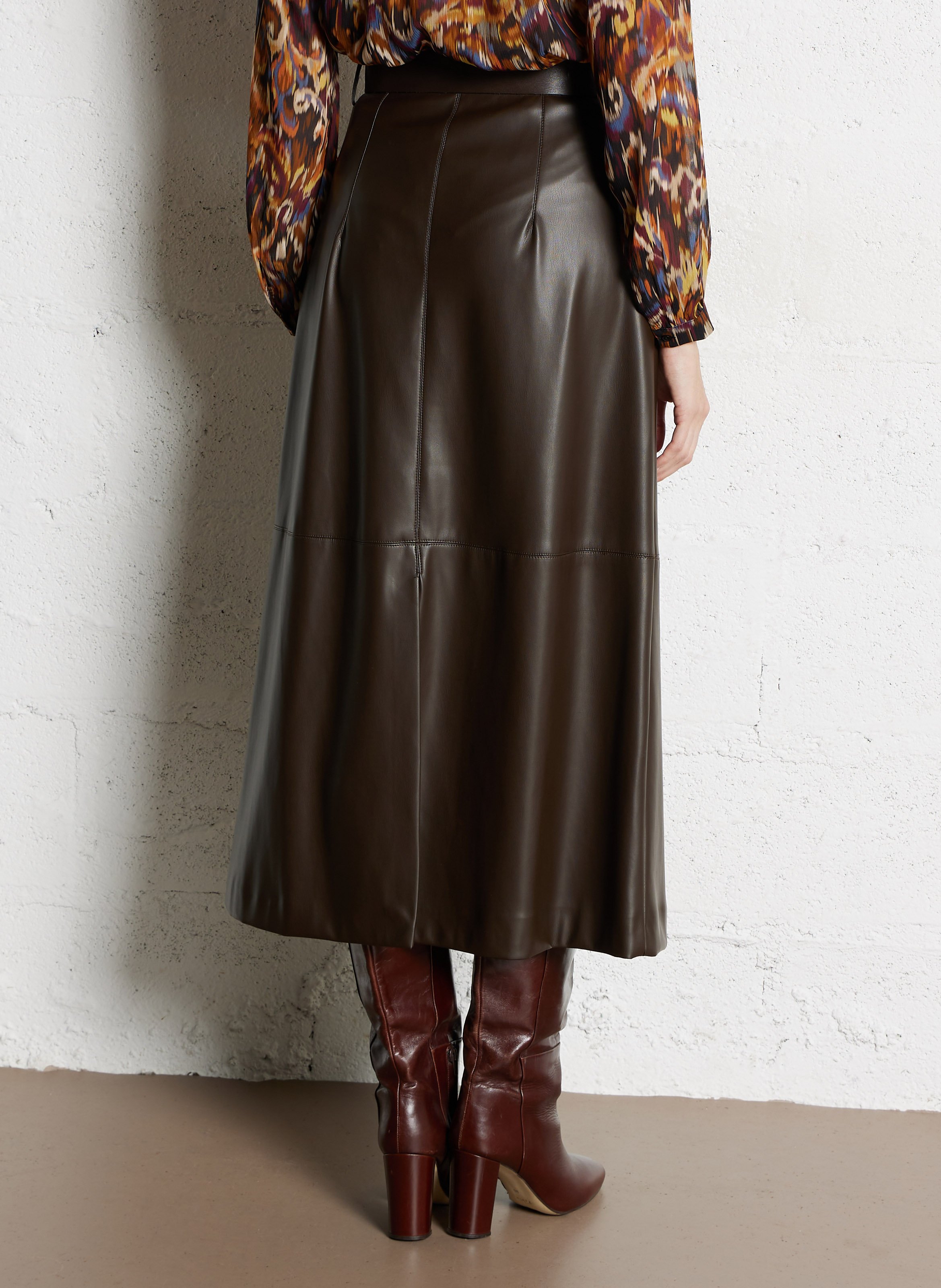 Jupe longue effet cuir IMPERIAL Marron