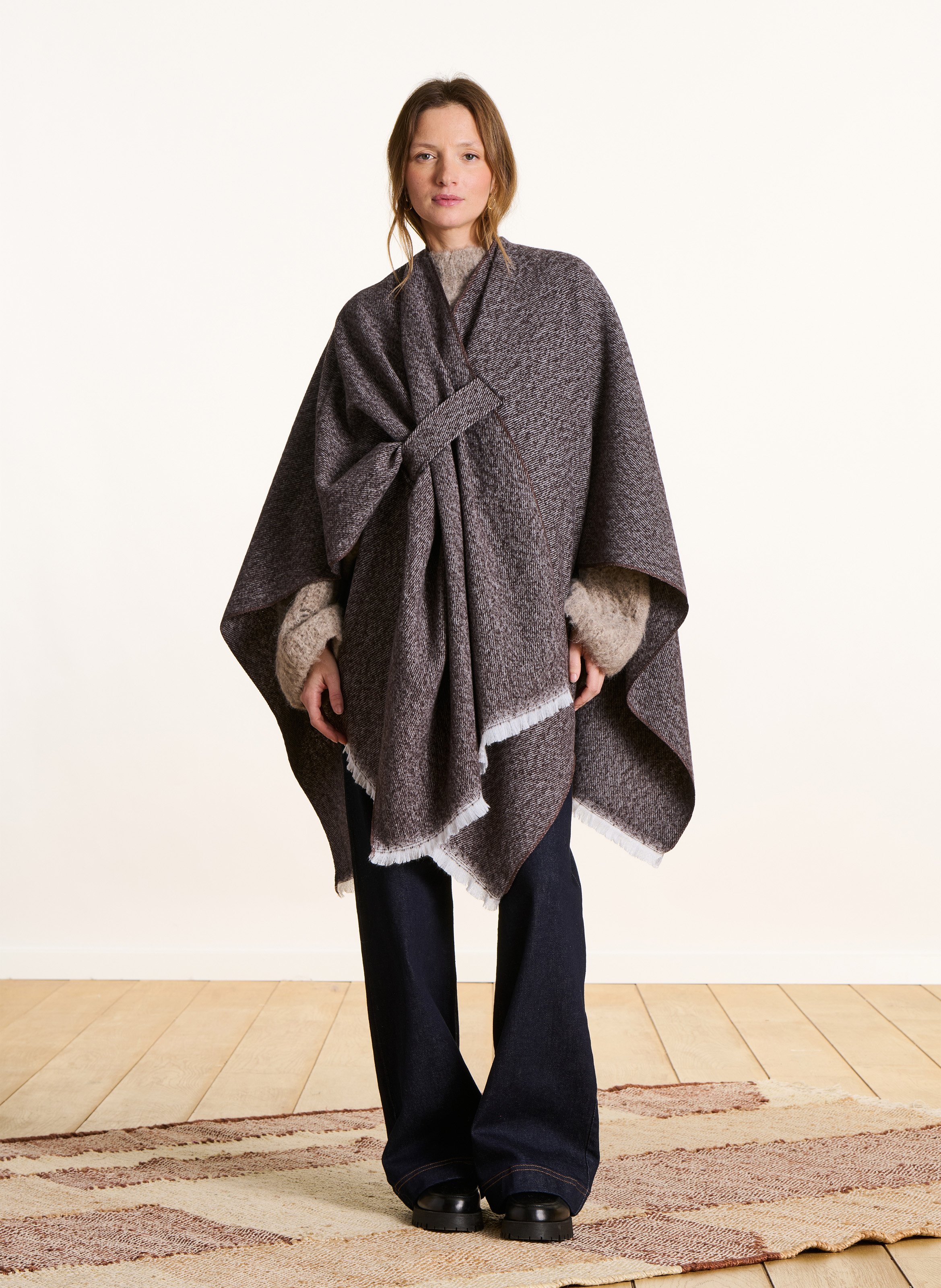 Oversized poncho LA FEE MARABOUTEE Brown