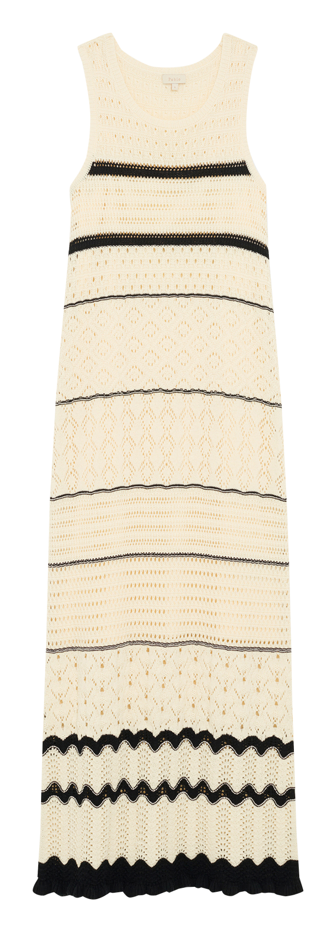 Langes Baumwollkleid mit Rundhalsausschnitt PABLO Beige