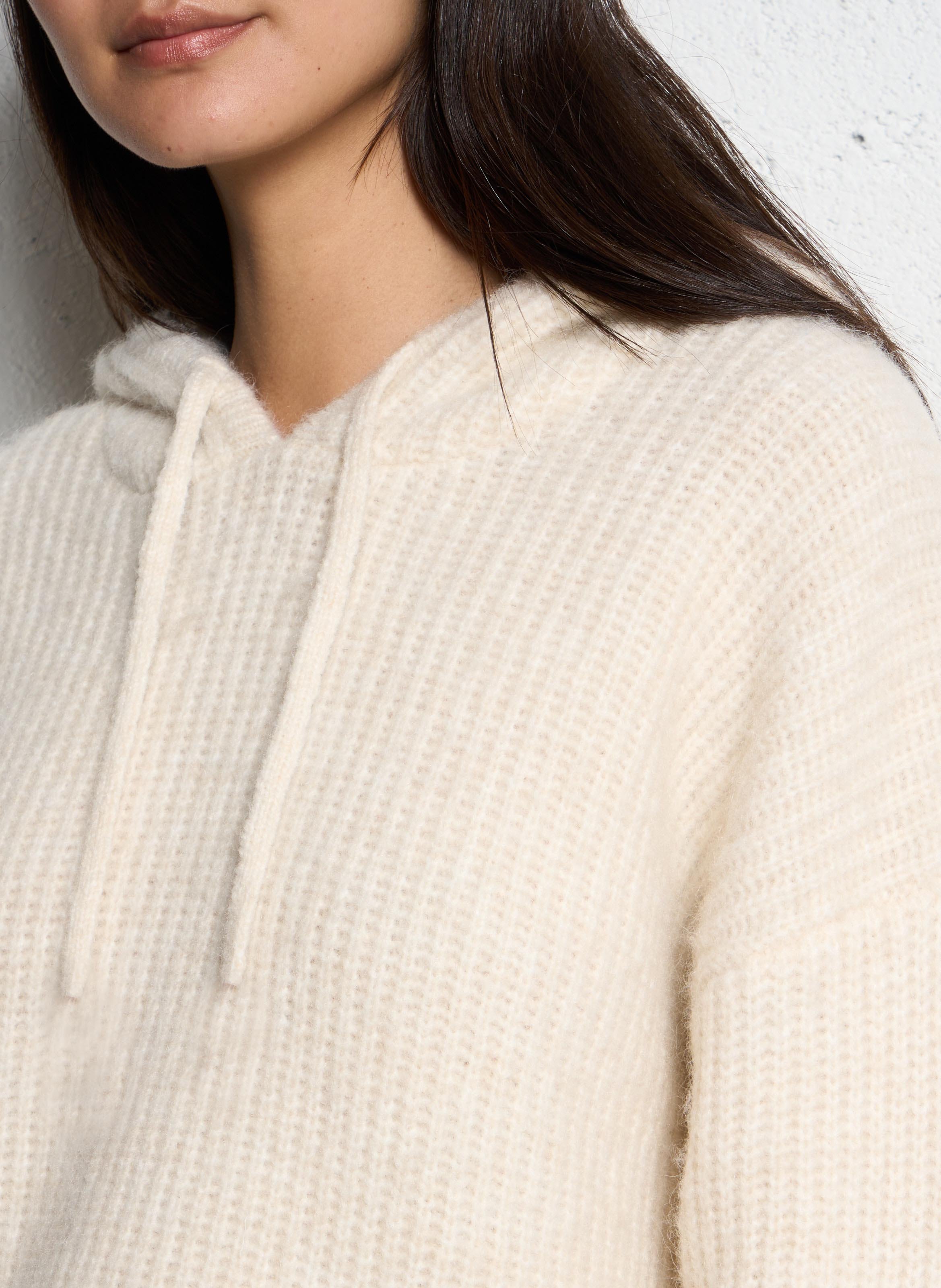 Lang gebreid vest van wolmix ONE STEP Wit