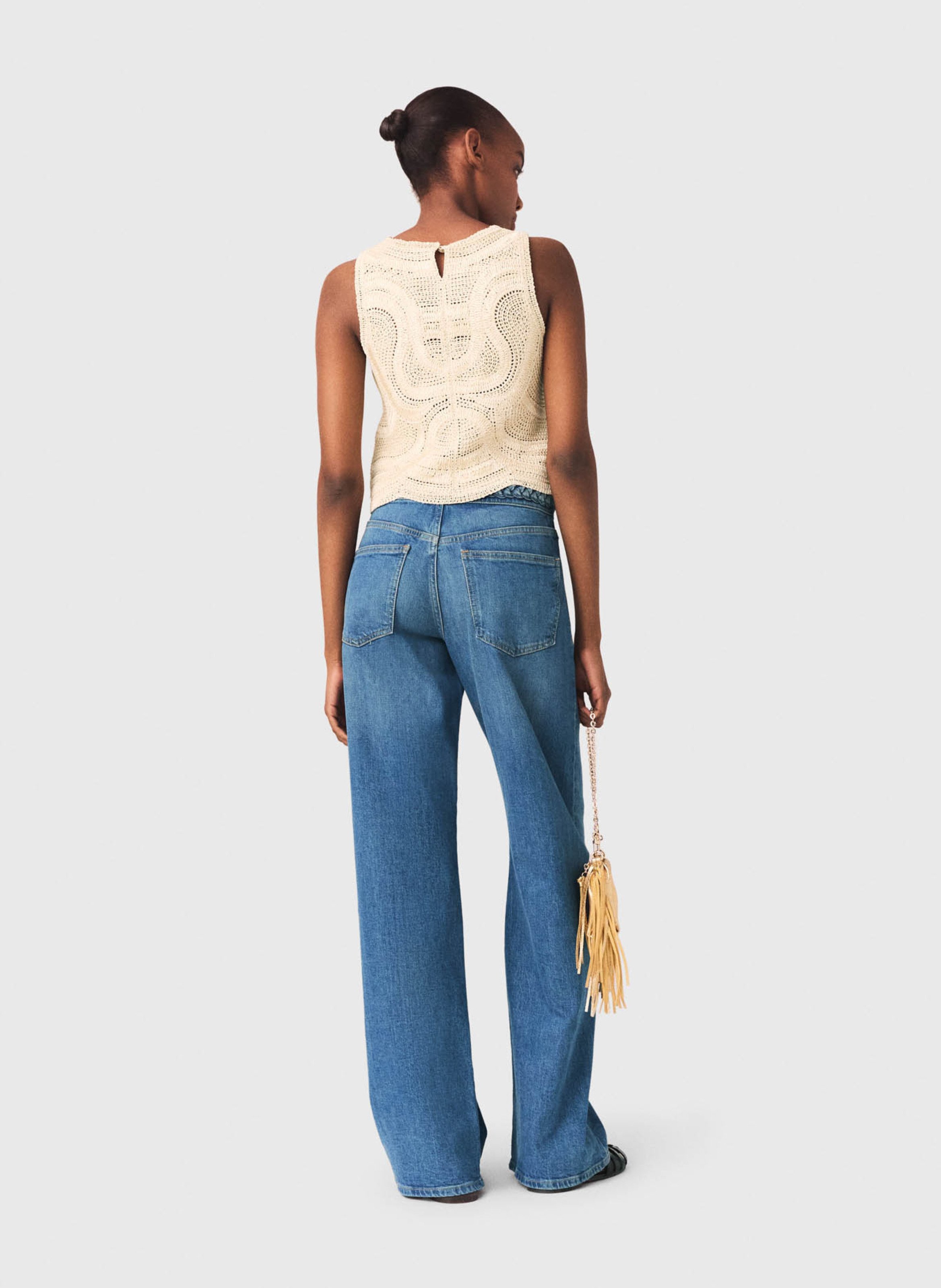 Rechte, gehaakte top MAJE Beige