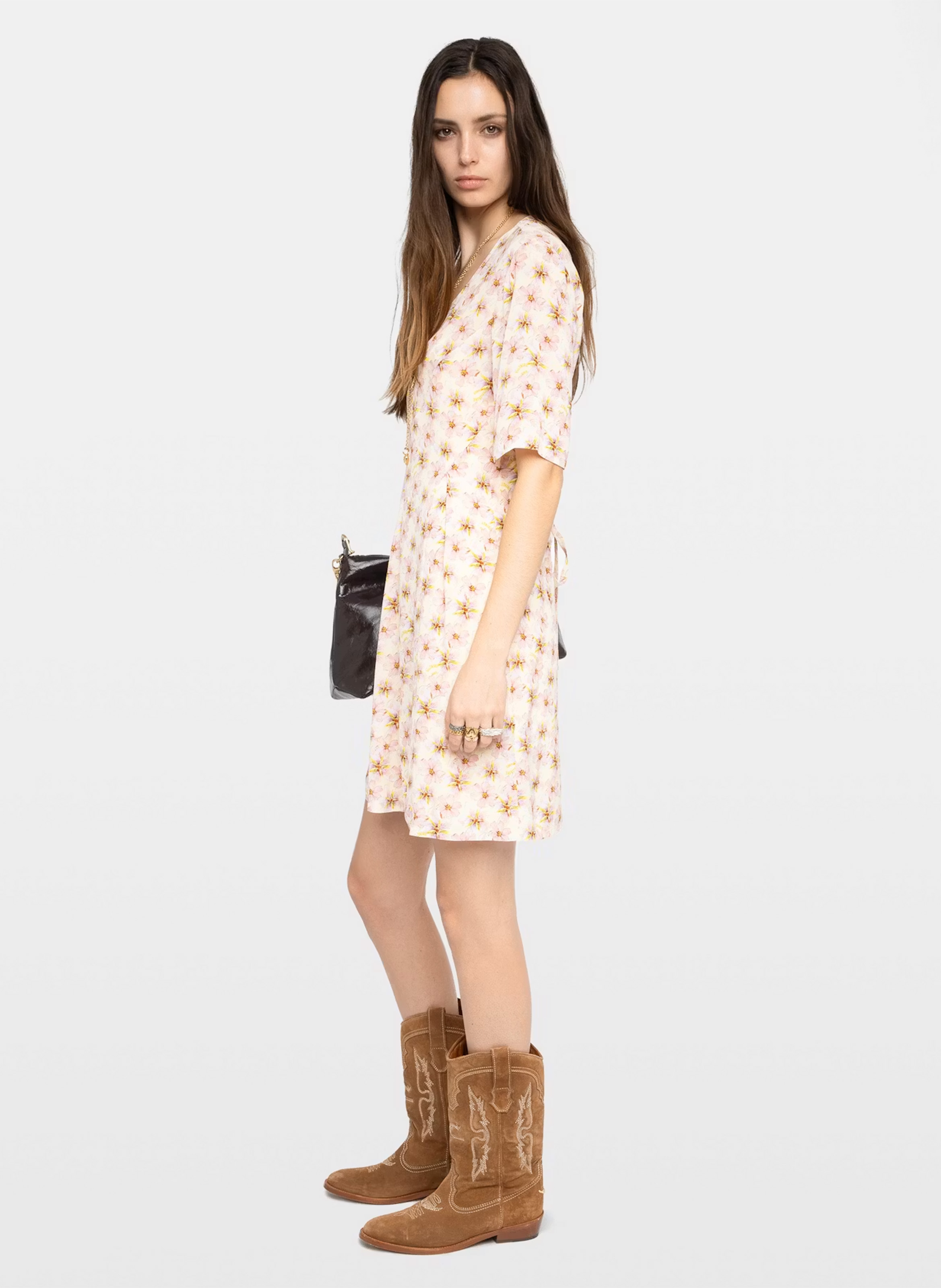 Korte gerende jurk met V-hals ZADIG&VOLTAIRE Geel