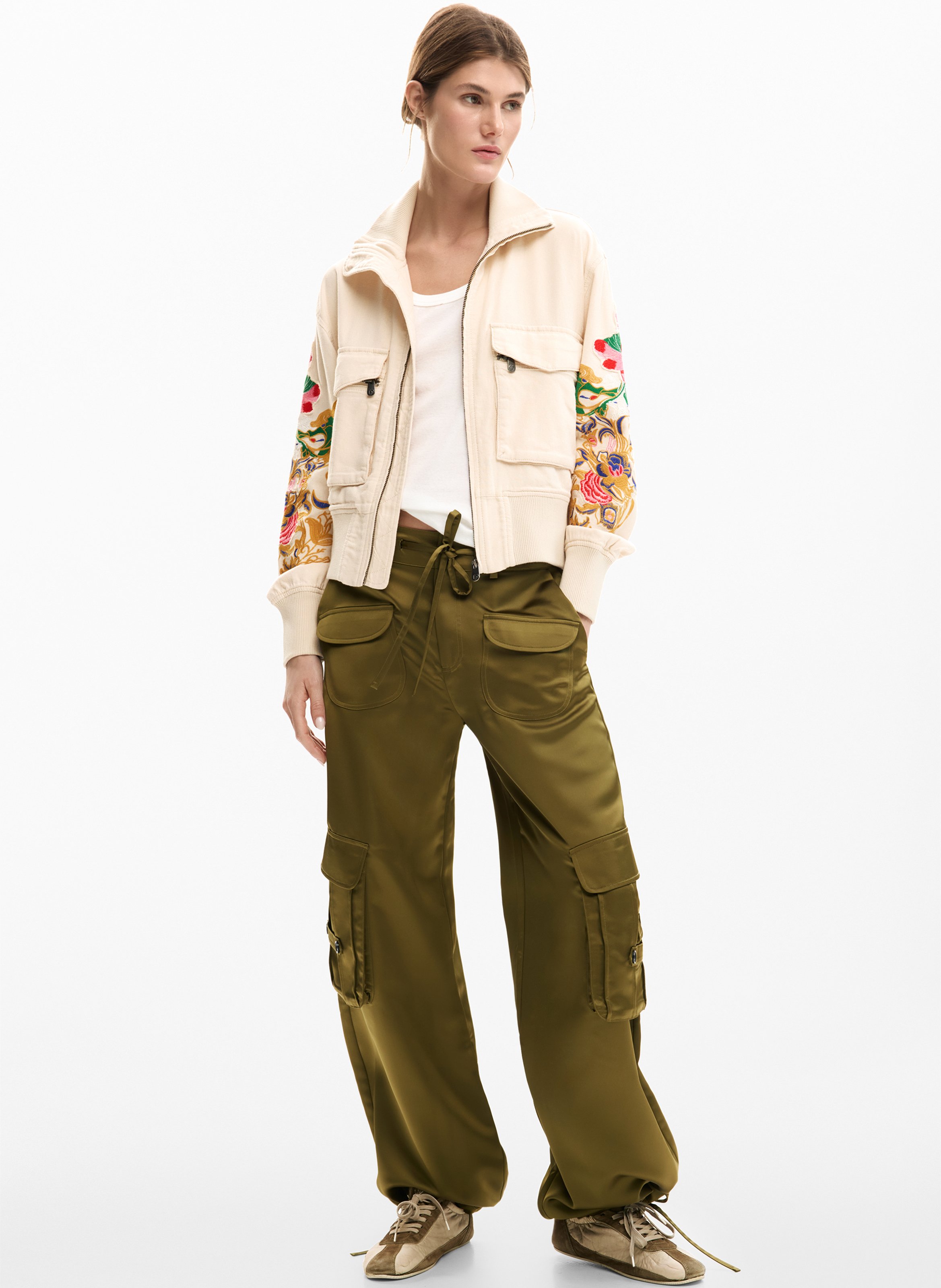 Veste col classique brodée DESIGUAL Blanc