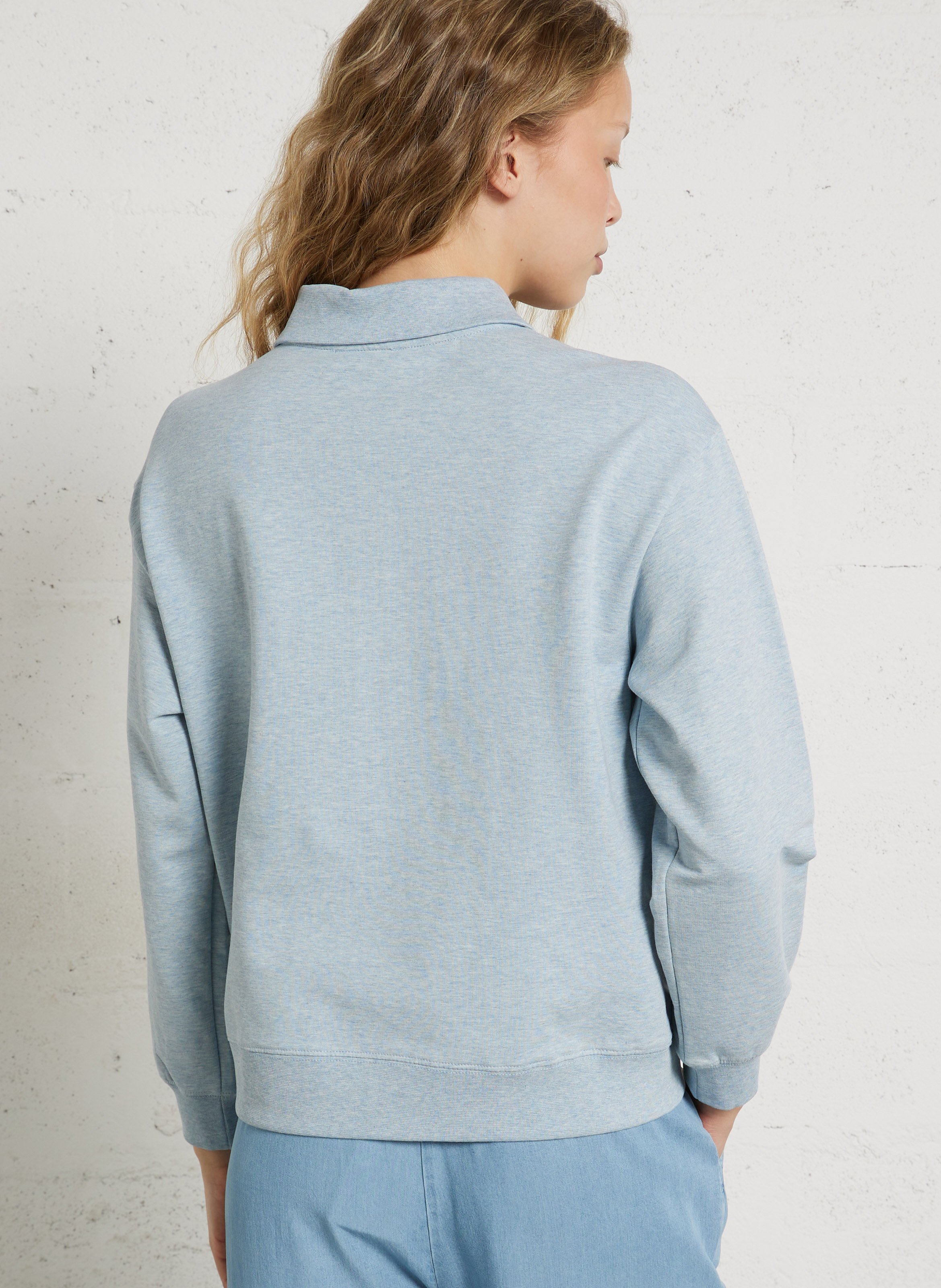 Polo collar sweatshirt in blended cotton MAISON 123 Blue