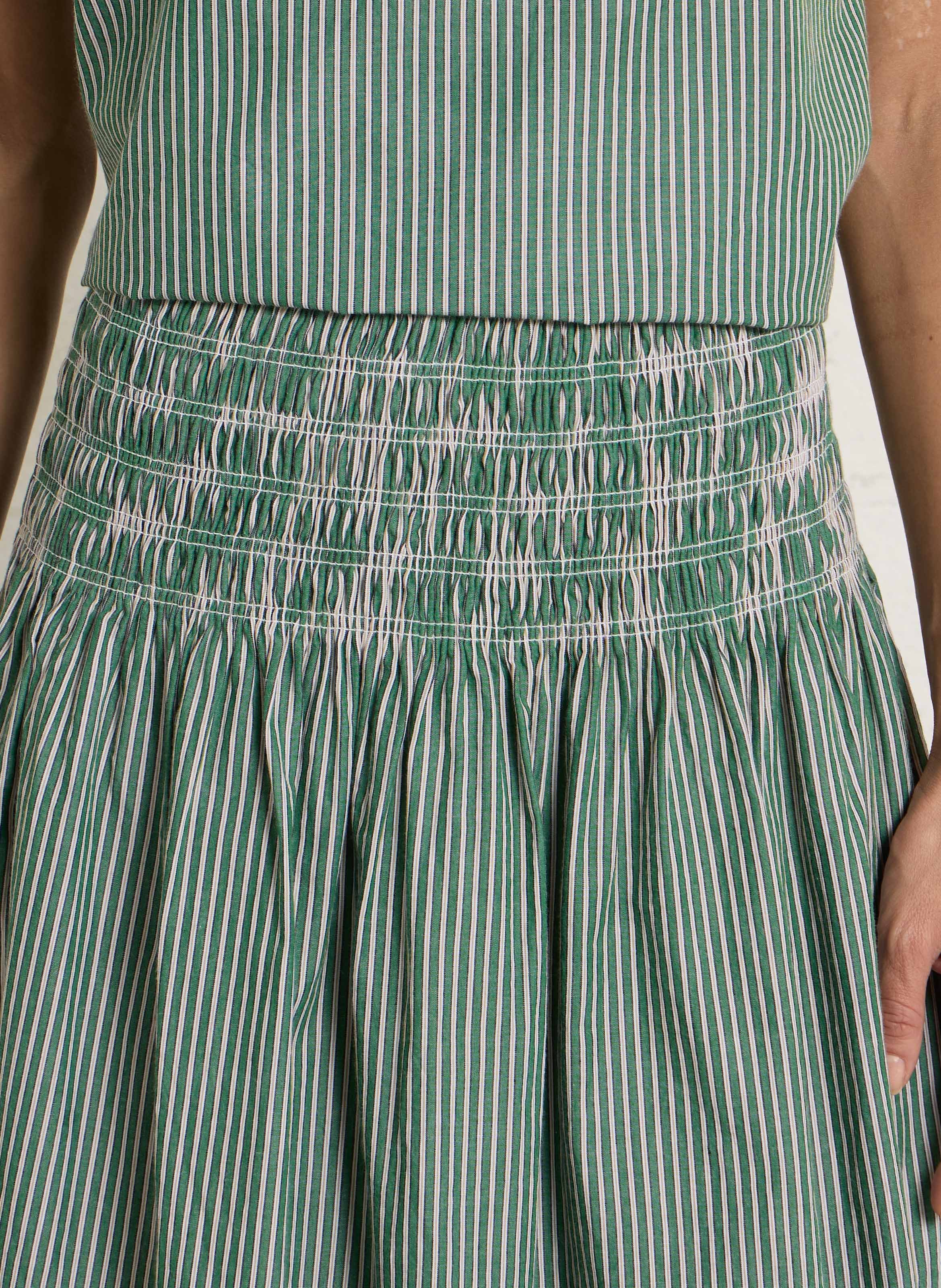 Gestreepte, lange, uitlopende rok PETITE MENDIGOTE Groen