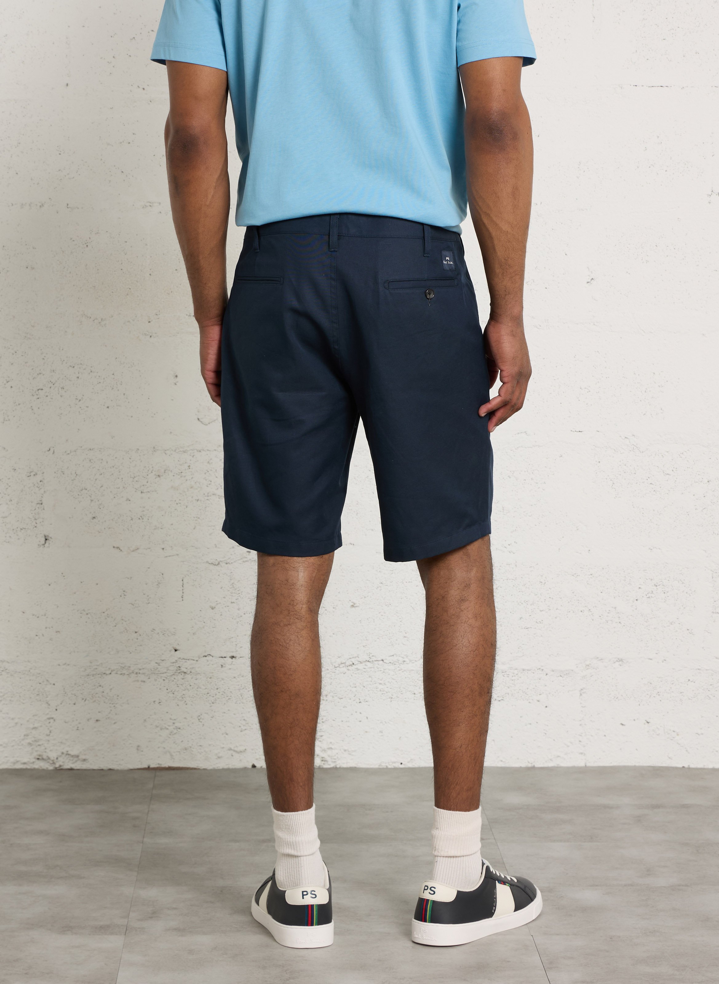 Short droit en coton et lin mélangé PAUL SMITH Bleu