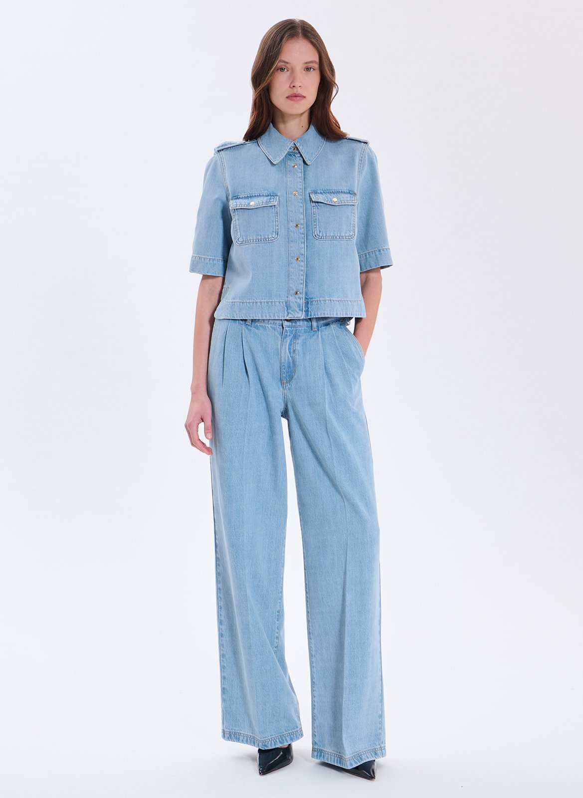 Chemise en denim col classique ZAPA Bleu