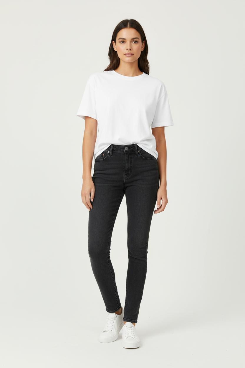 Cropped slim jeans with studs ACNE STUDIOS - Seconde Main Grey