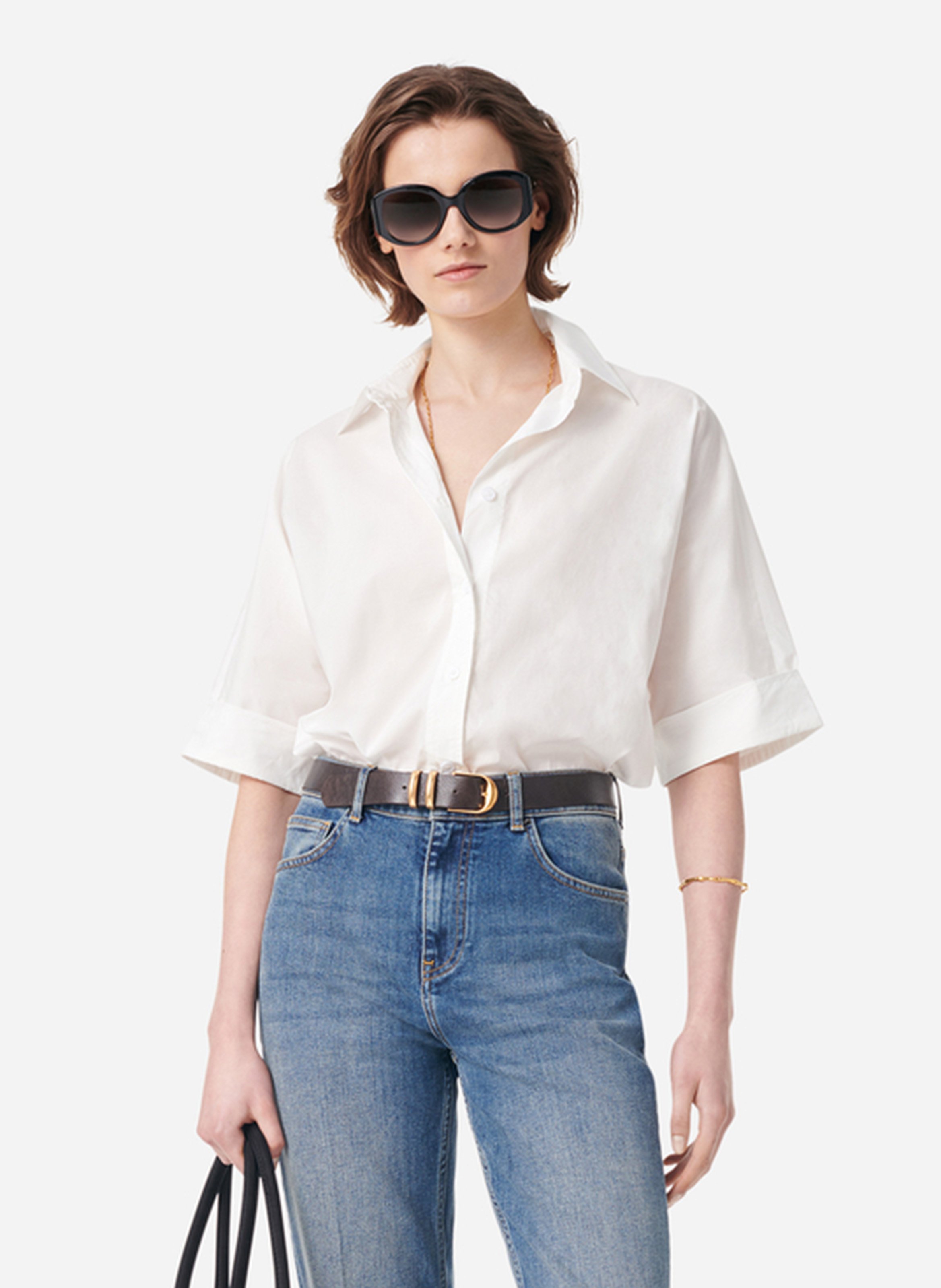 Kurze Bluse mit klassischem Kragen VANESSA BRUNO Weiss