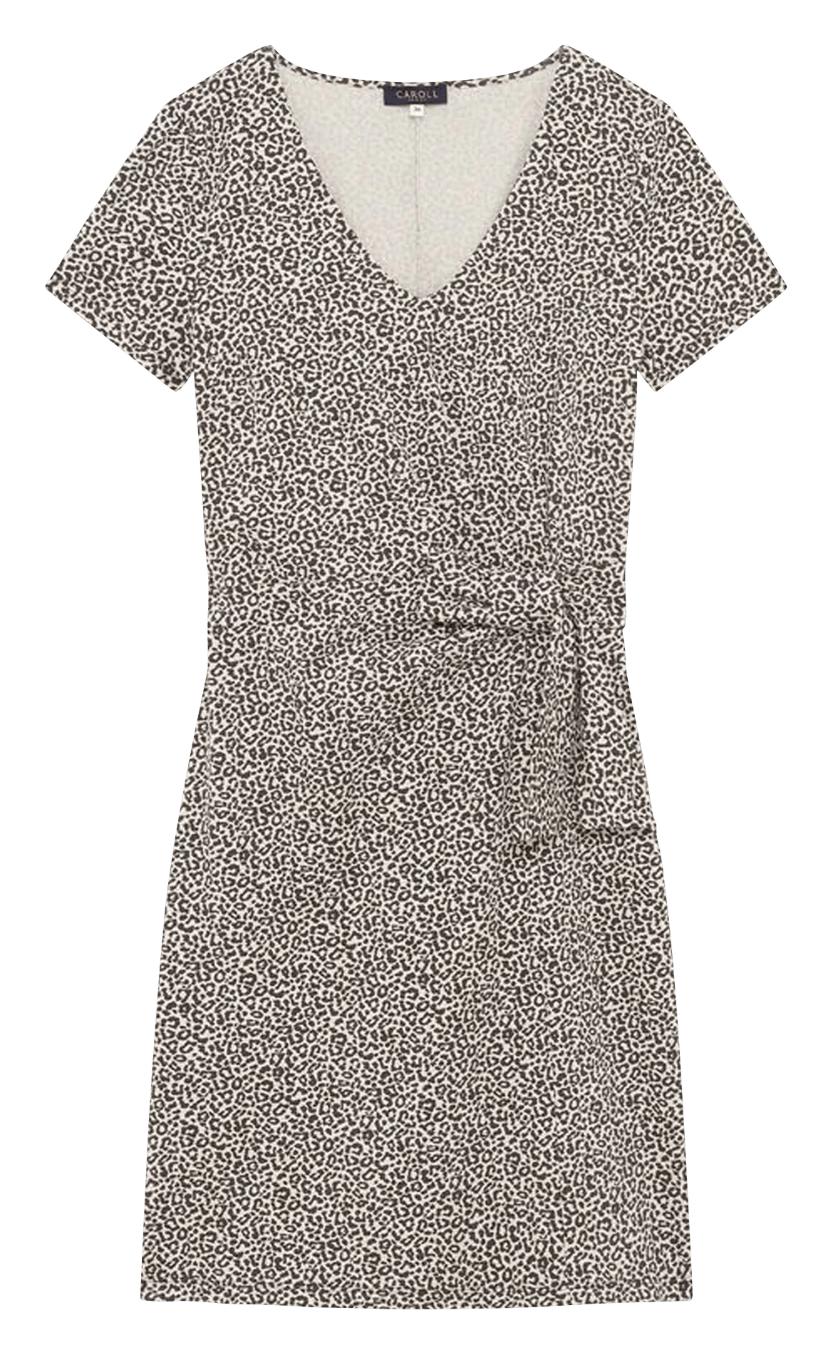 Robe courte col V en coton mélangé CAROLL Beige