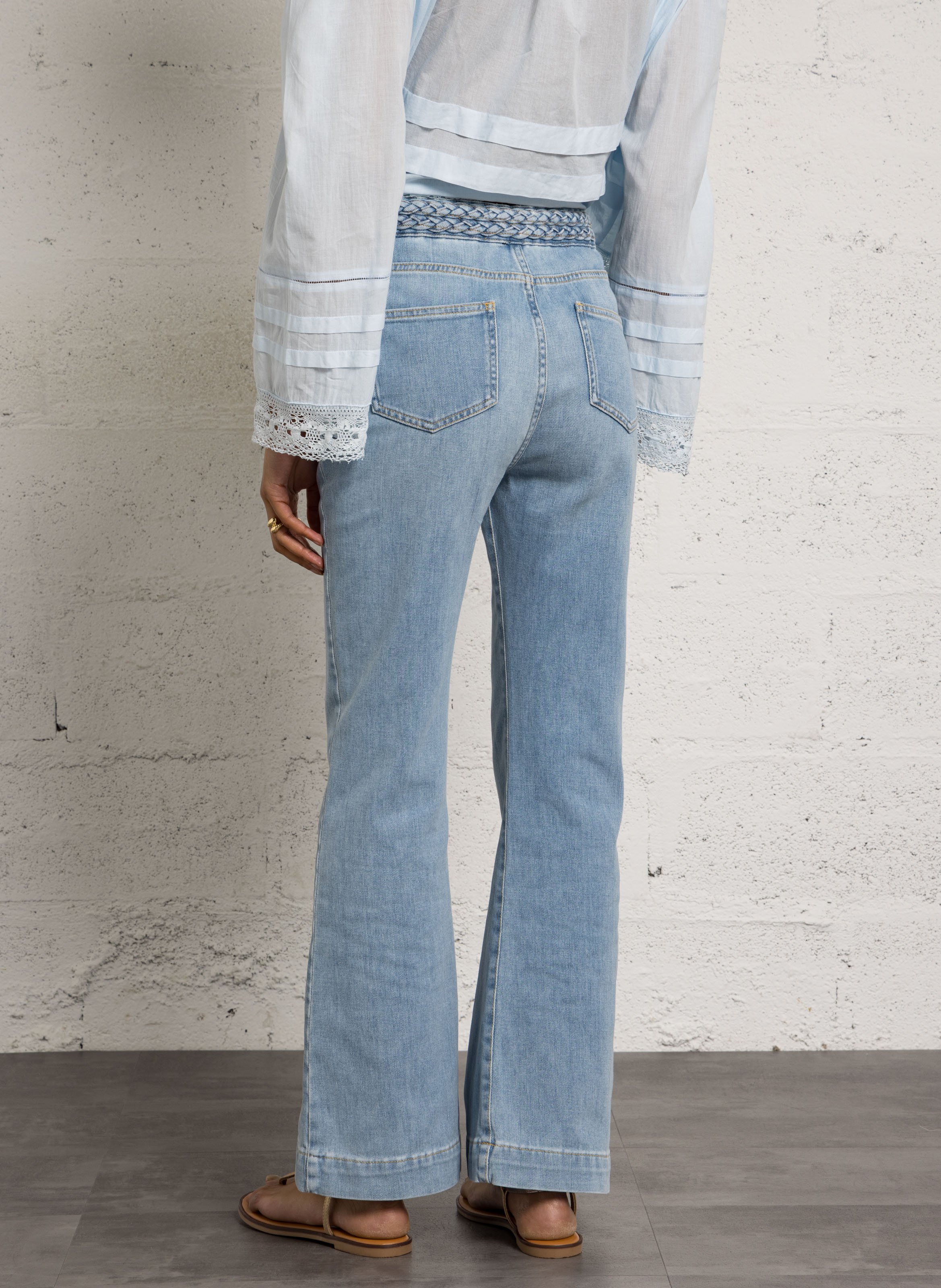 Jean flare en coton mélangé BERENICE Bleu