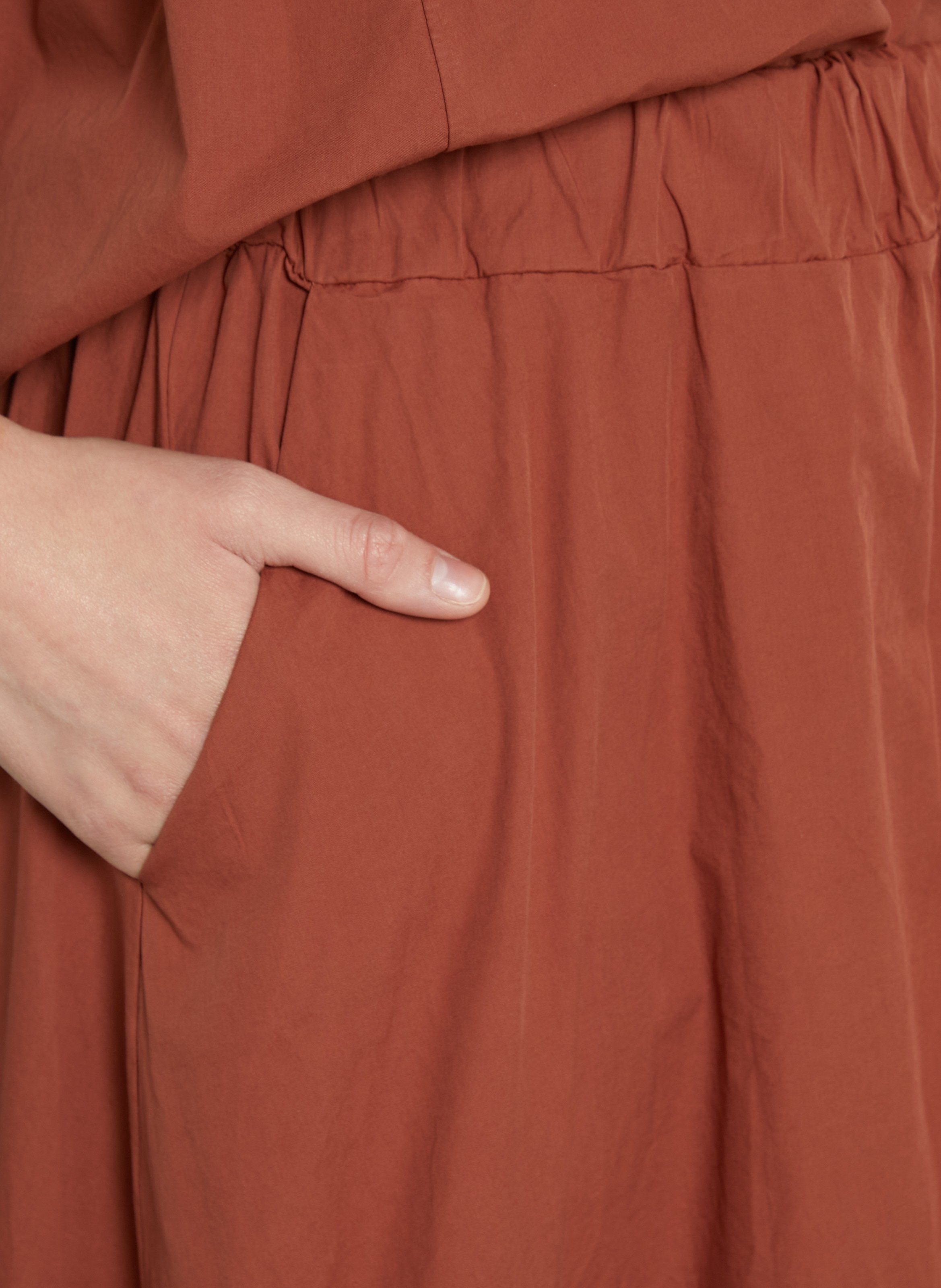 Jupe midi en coton Marron
