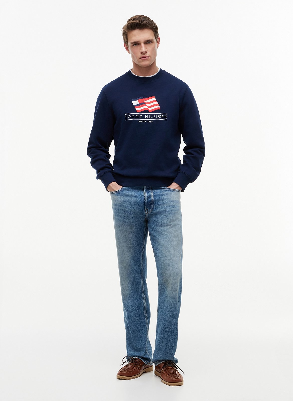 Bedruckter Rundhals-Sweater TOMMY HILFIGER Blau