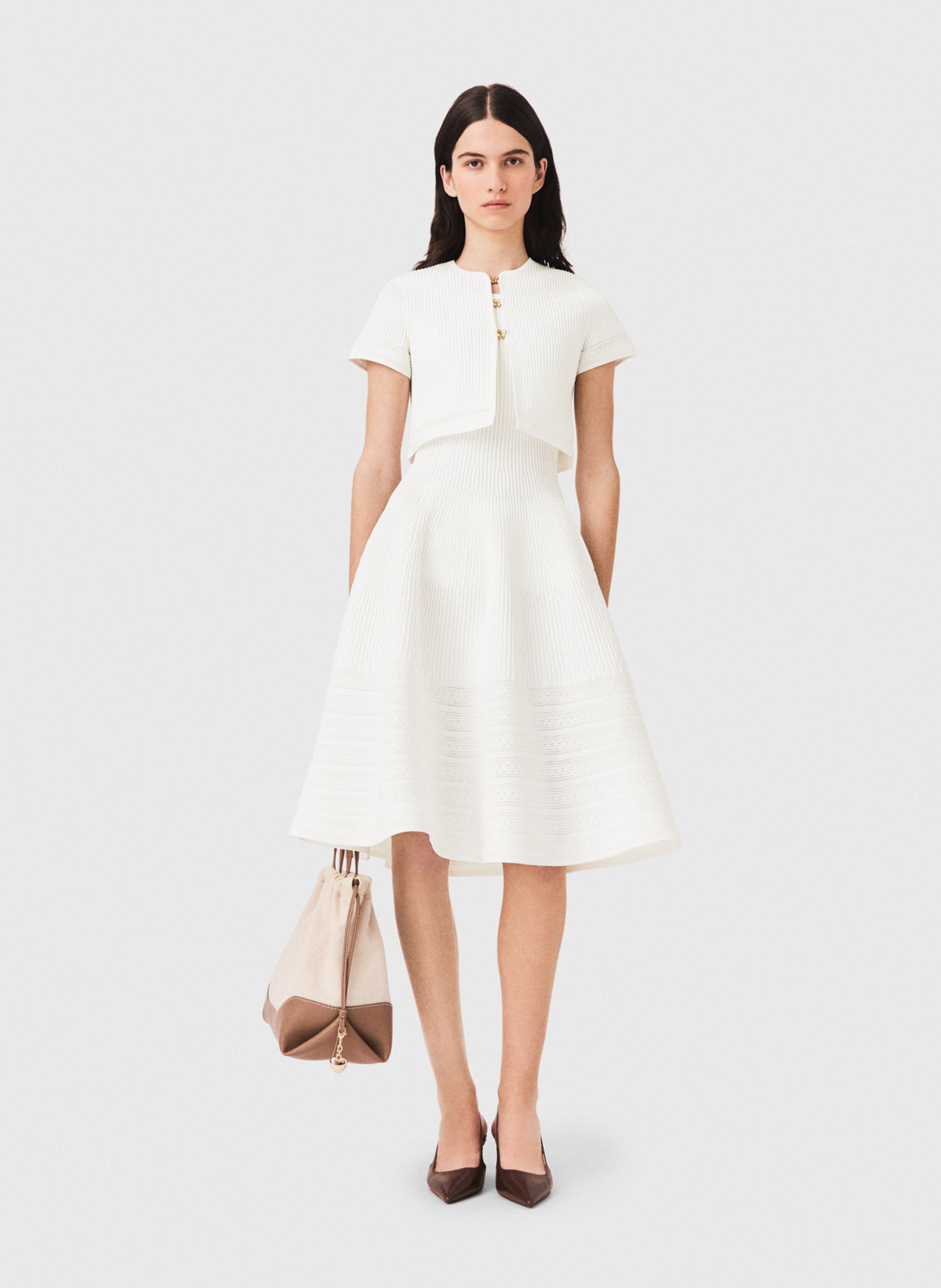 Cardigan côtelé droit MAJE Blanc