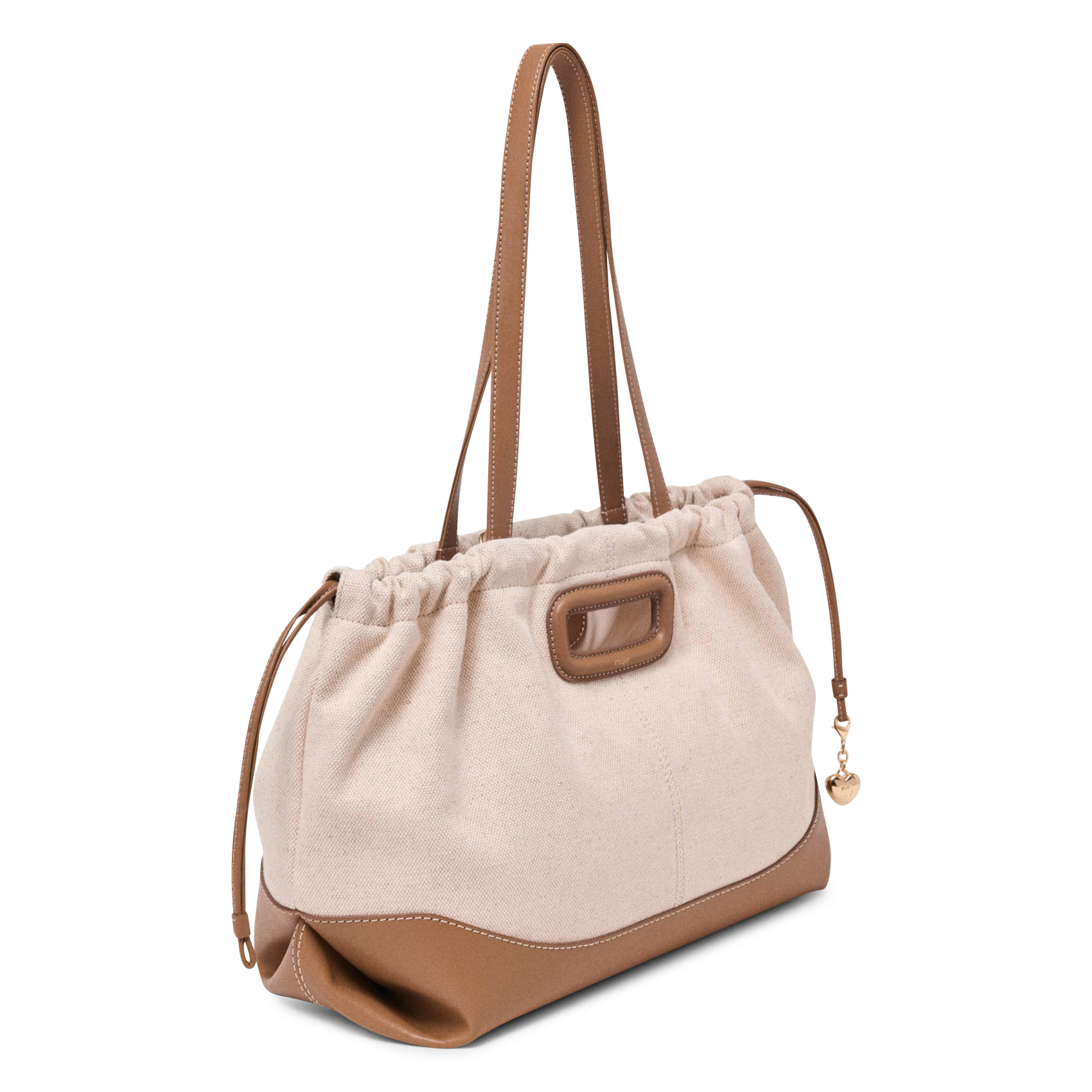 Sac porté épaule en coton et en lin MAJE Beige