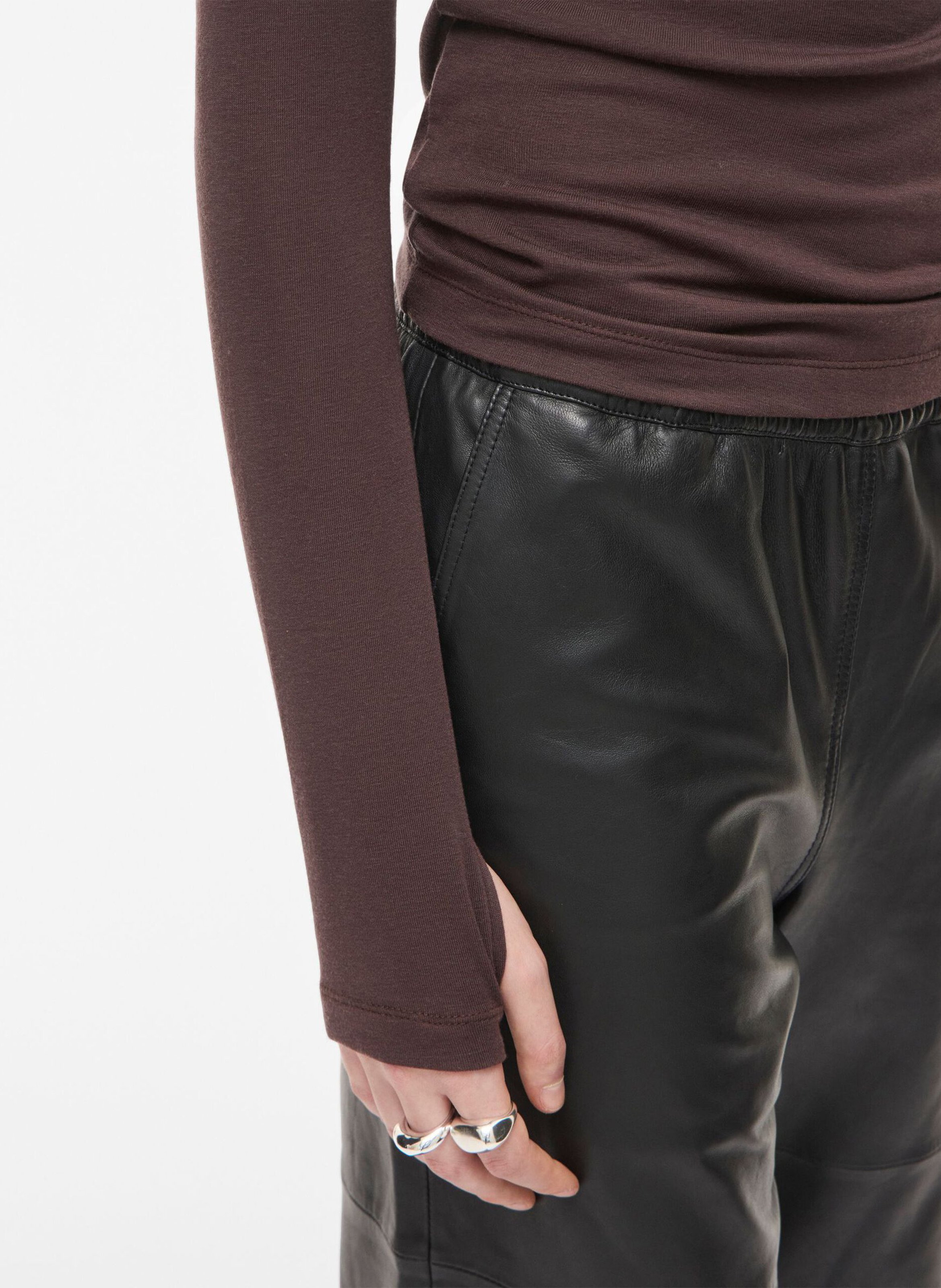 Fitted round neck t-shirt ROUGE EDIT Brown