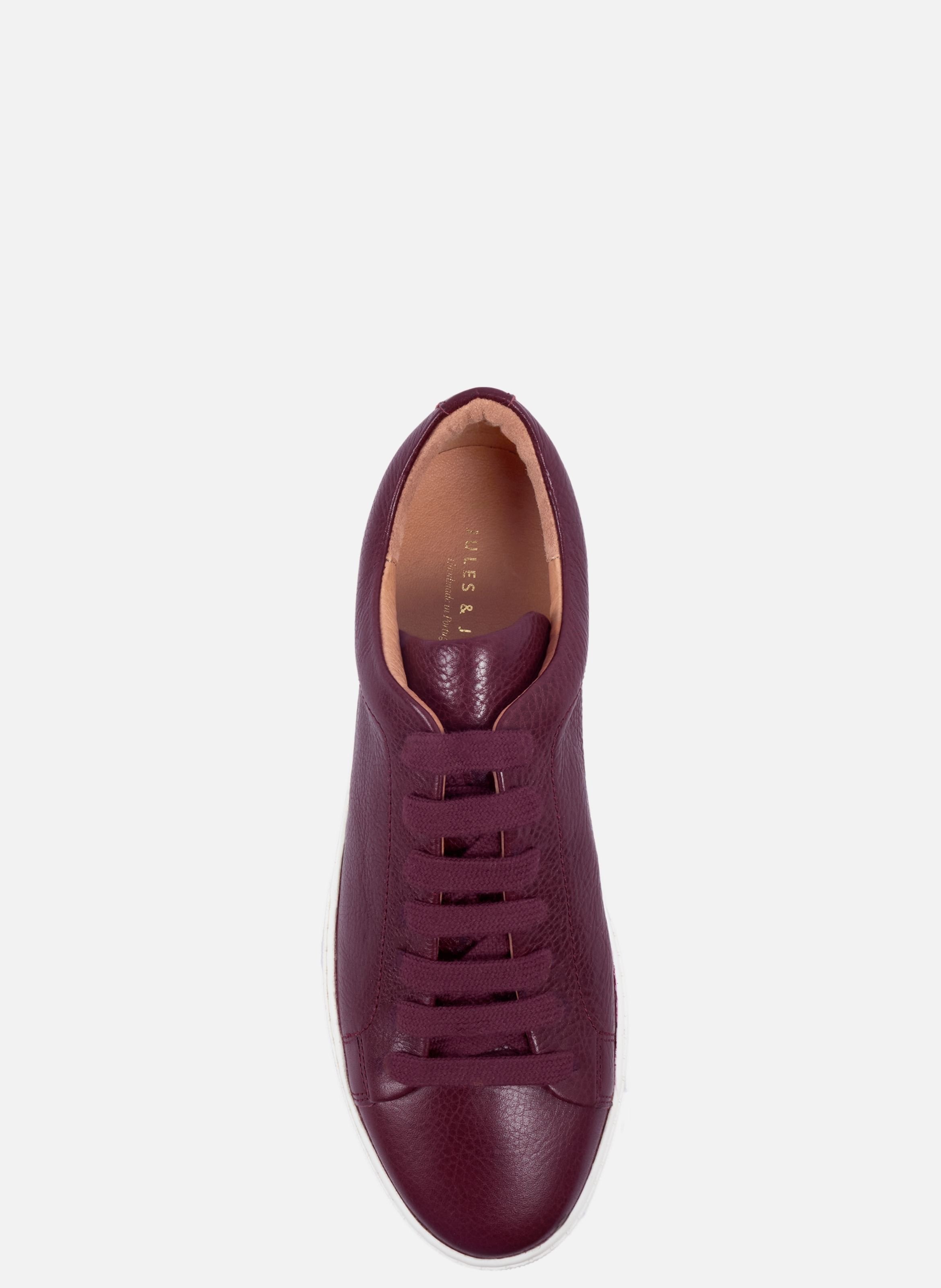 Laced grained leather sneakers JULES & JENN Red