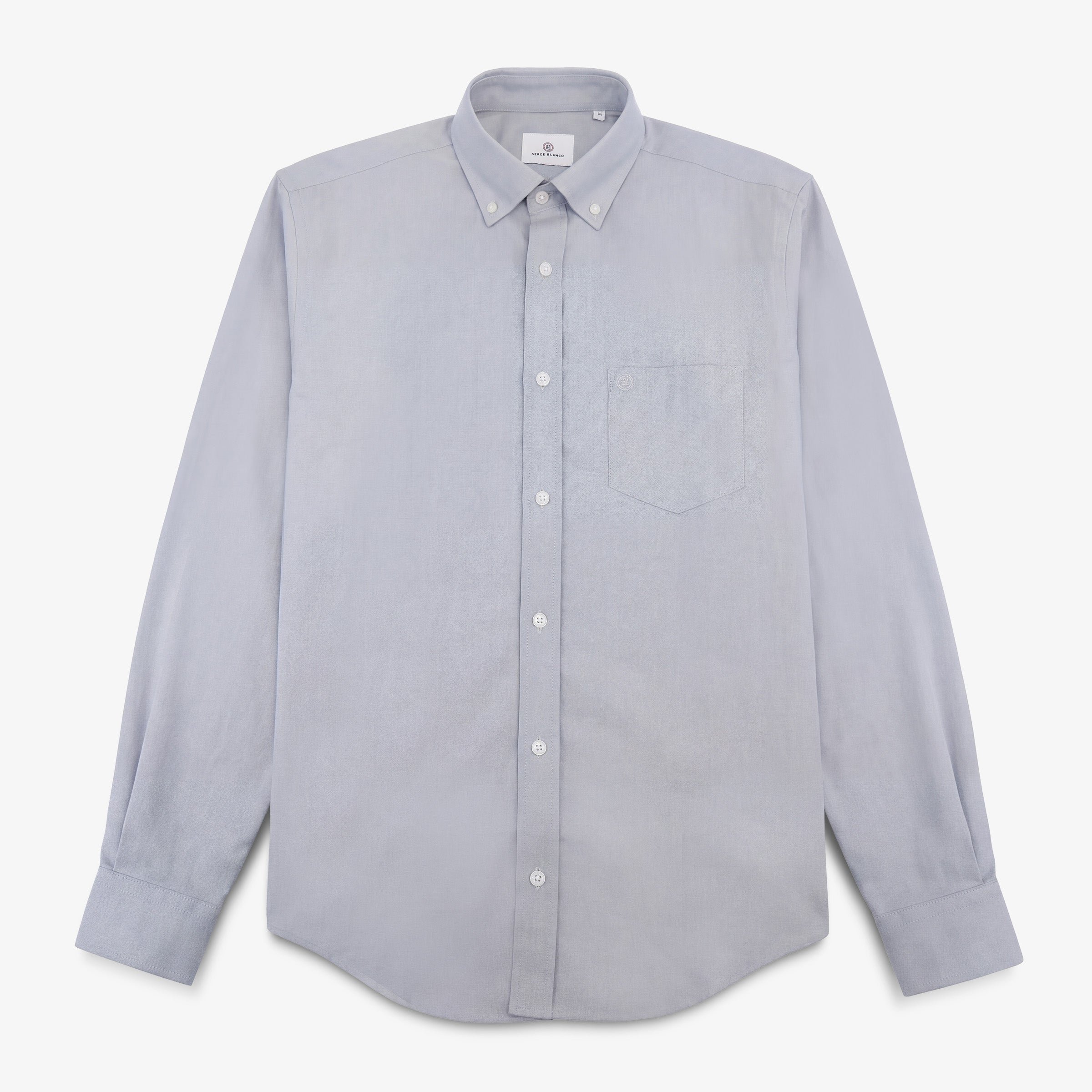 Long-sleeved cotton shirt with grey diamond chest pocket SERGE BLANCO Grey