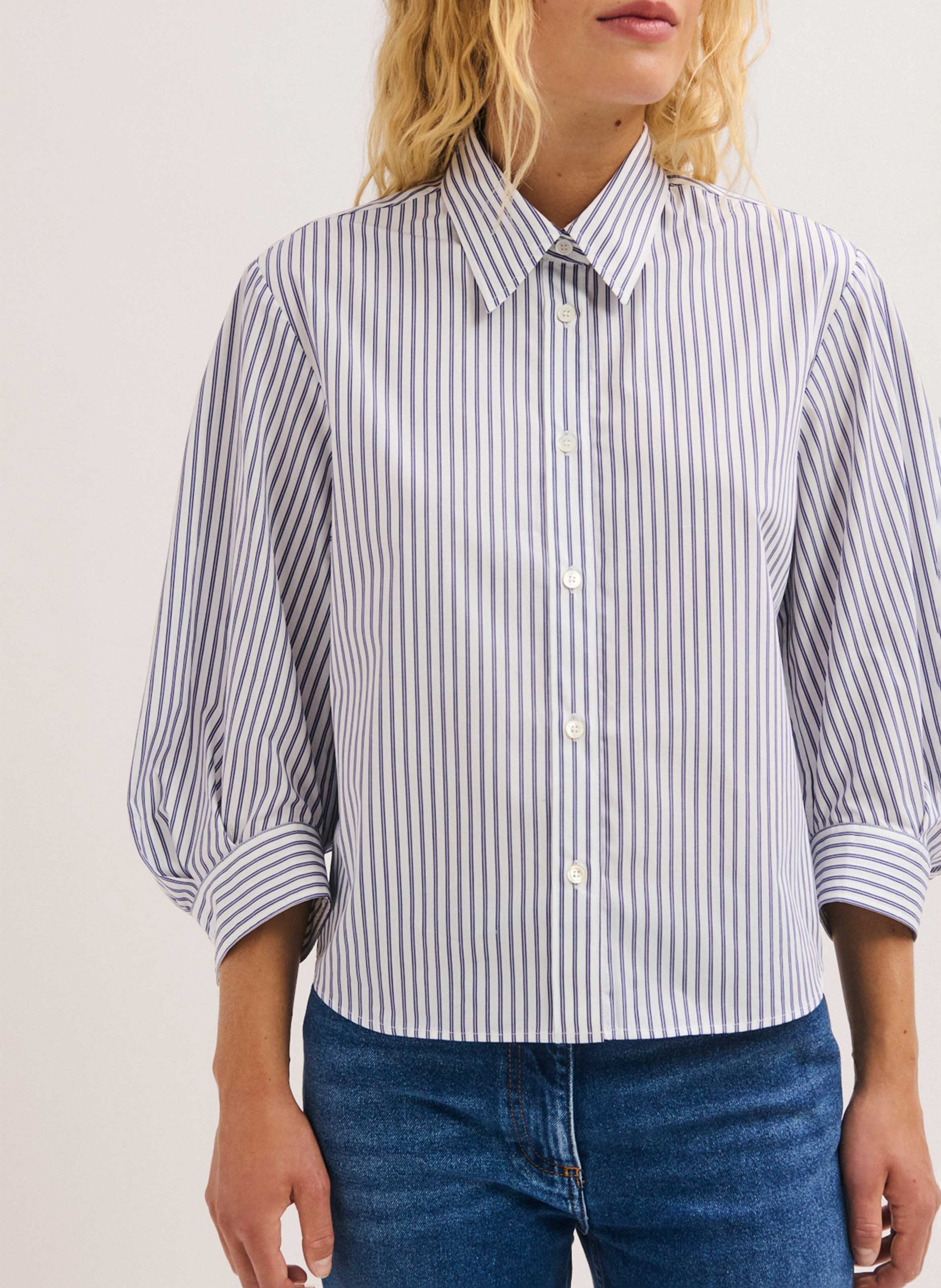 Cotton shirt with classic collar PABLO Blue