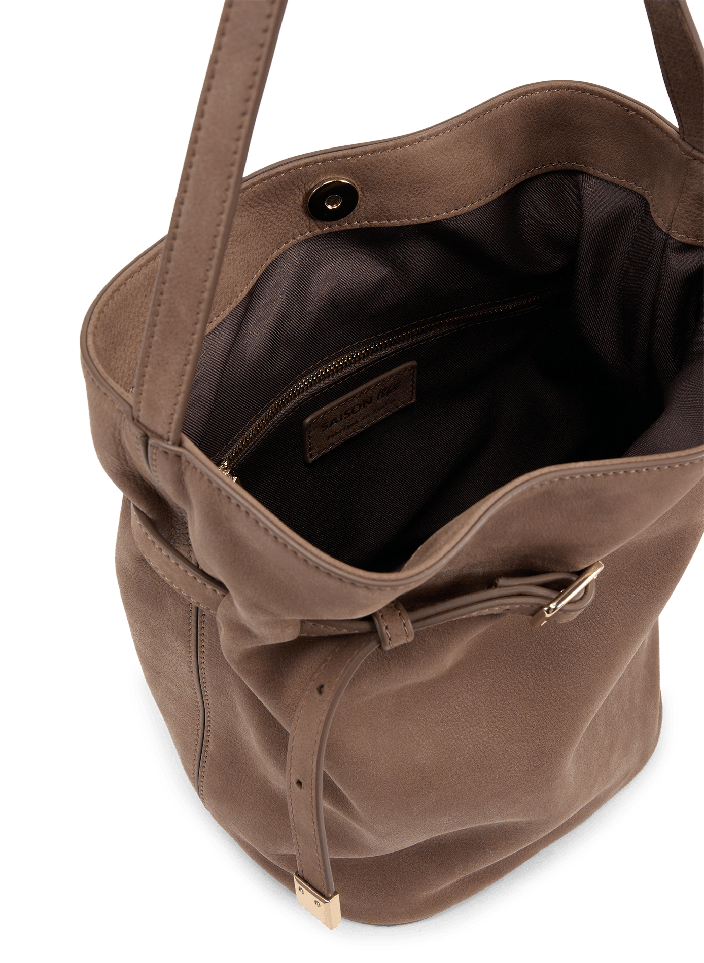 Ischi suede leather bucket bag SAISON 1865 Grey