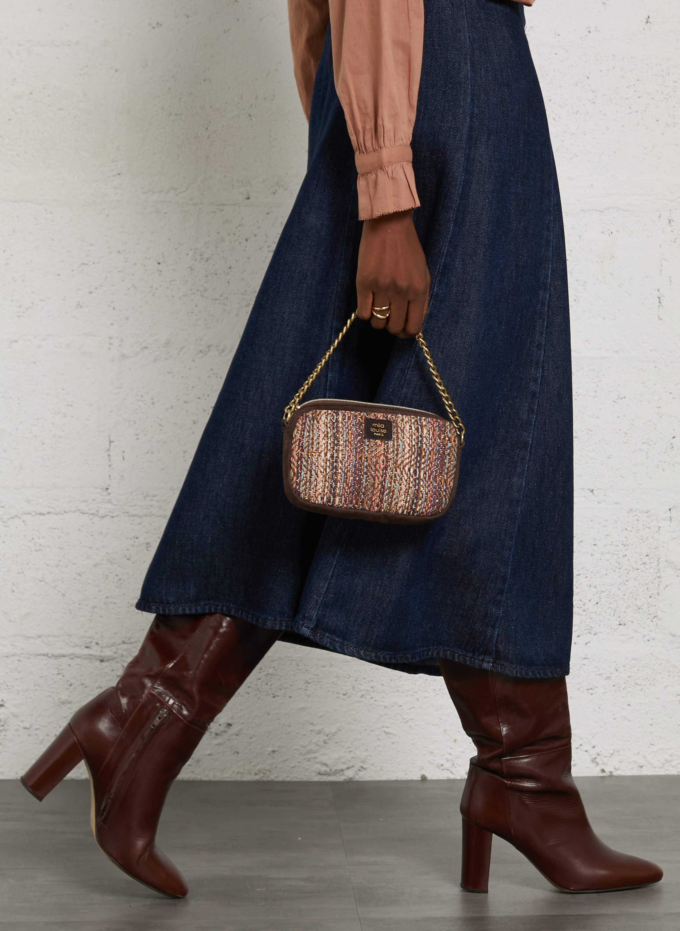 Handtasche aus gemischtem metallisiertem Leder MILA LOUISE Braun