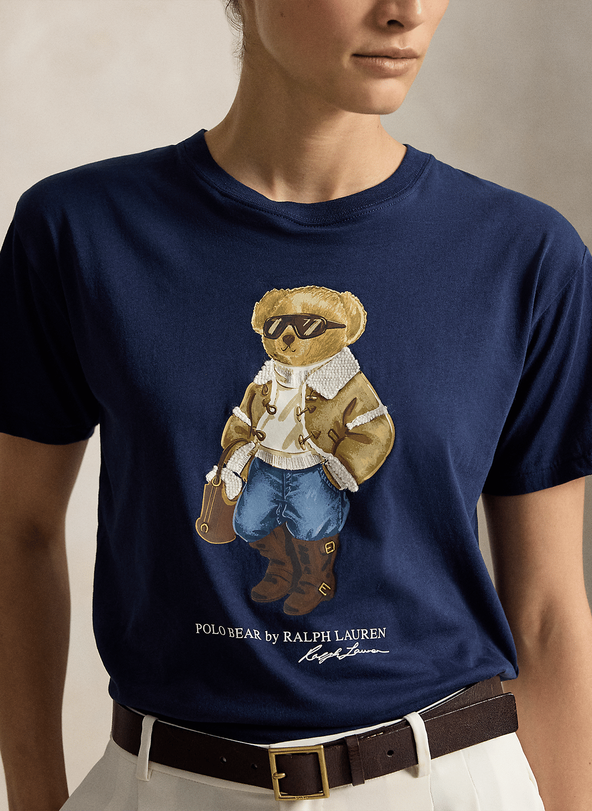 Tee-shirt col rond en coton POLO RALPH LAUREN Bleu