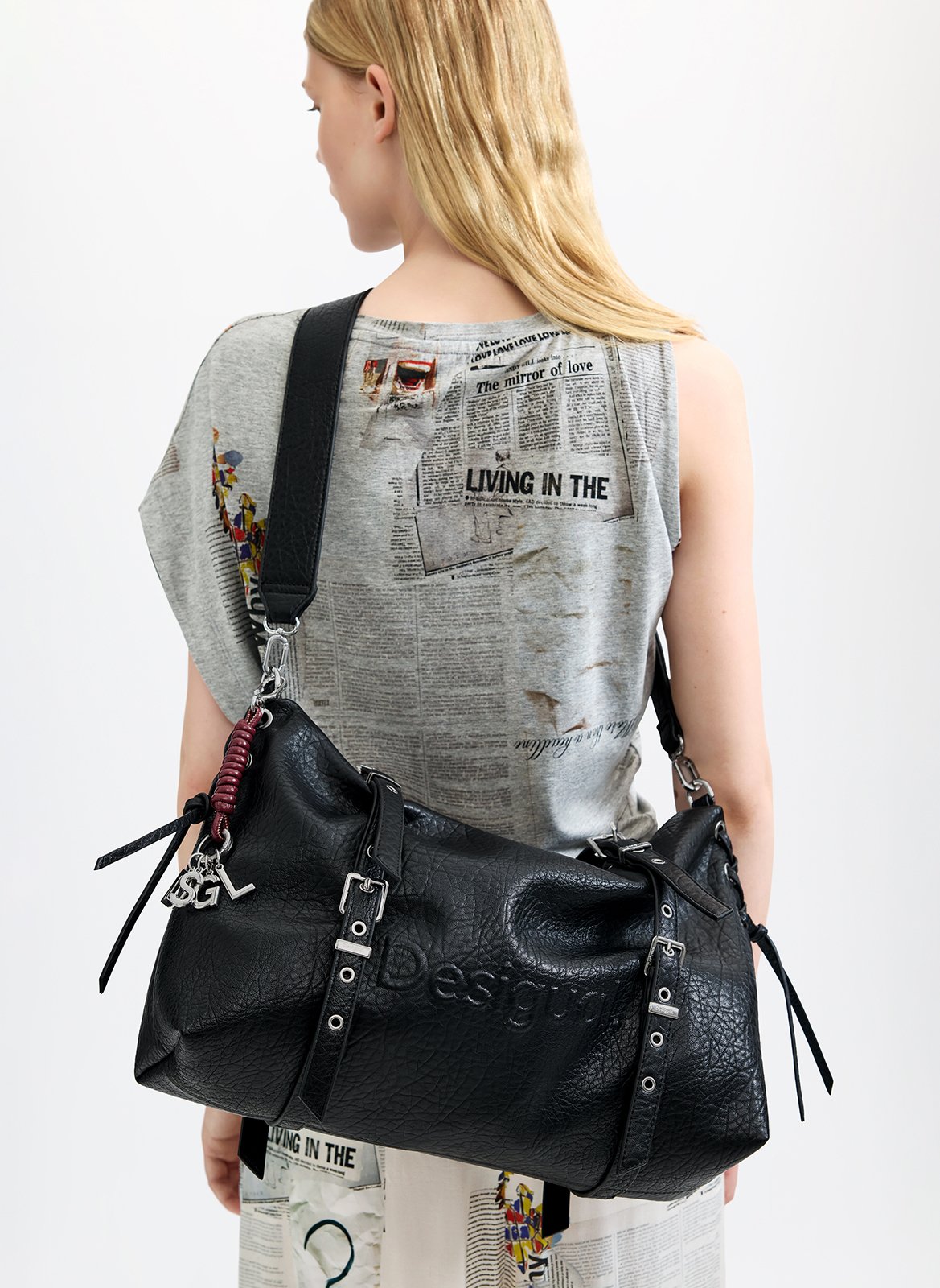 Leather-effect tote bag DESIGUAL Black