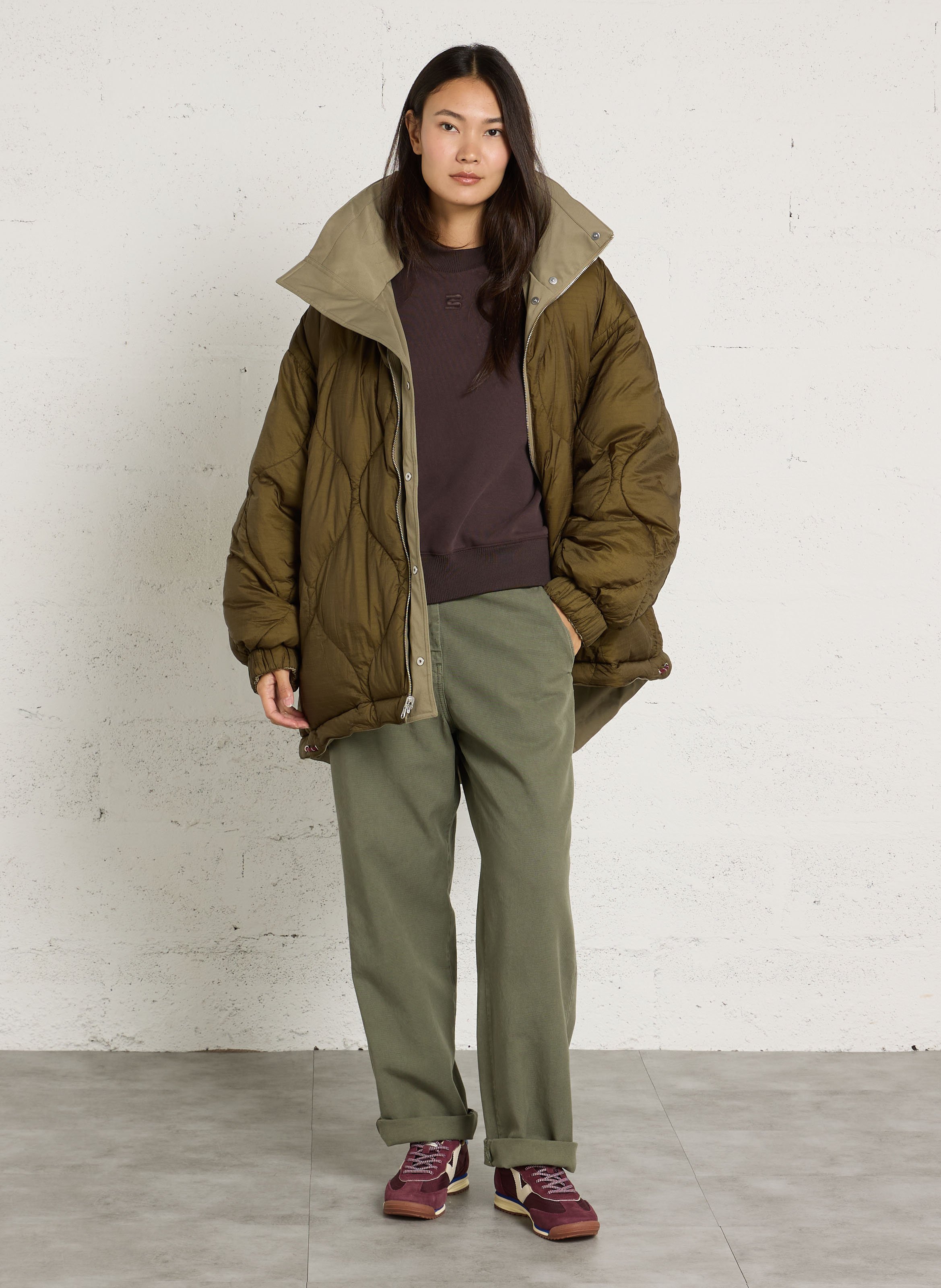 Loose-fit round-neck cotton blend sweater BELLEROSE Brown