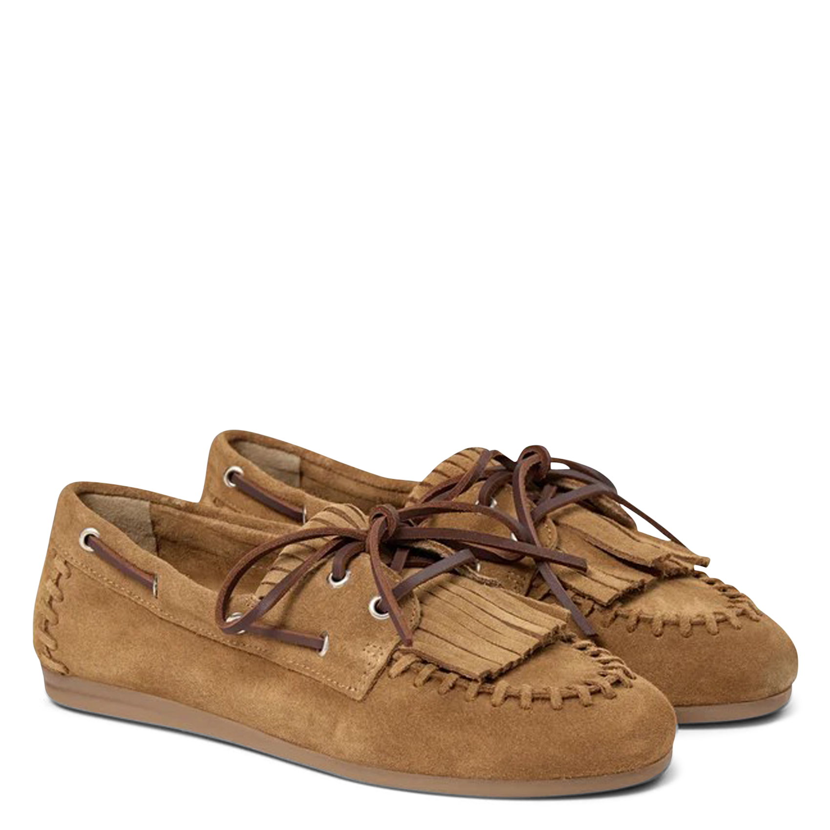 Mocassins à lacets et franges en cuir suédé PAVEMENT Marron