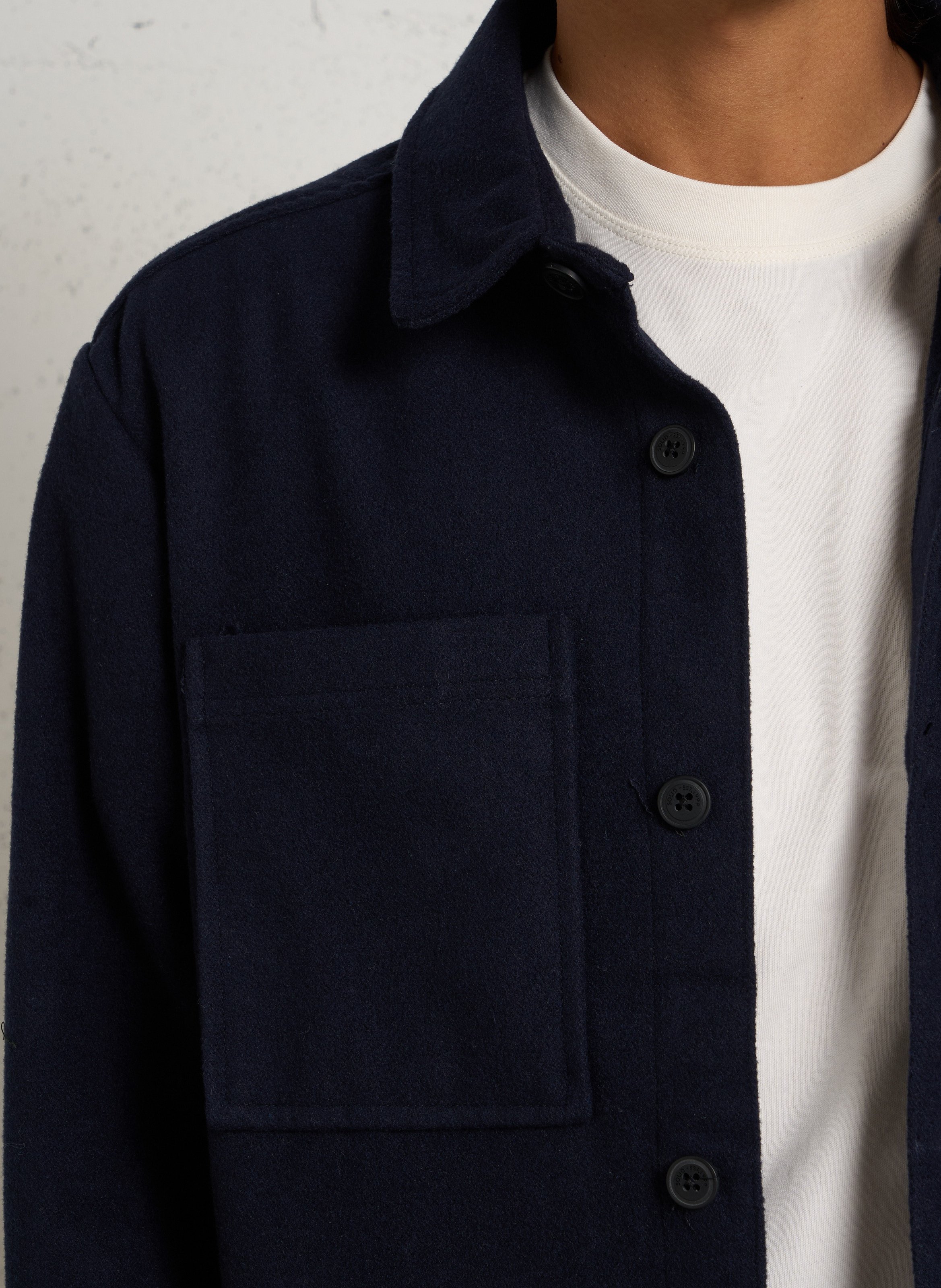 Straight-cut jacket with classic collar SOLID Blue