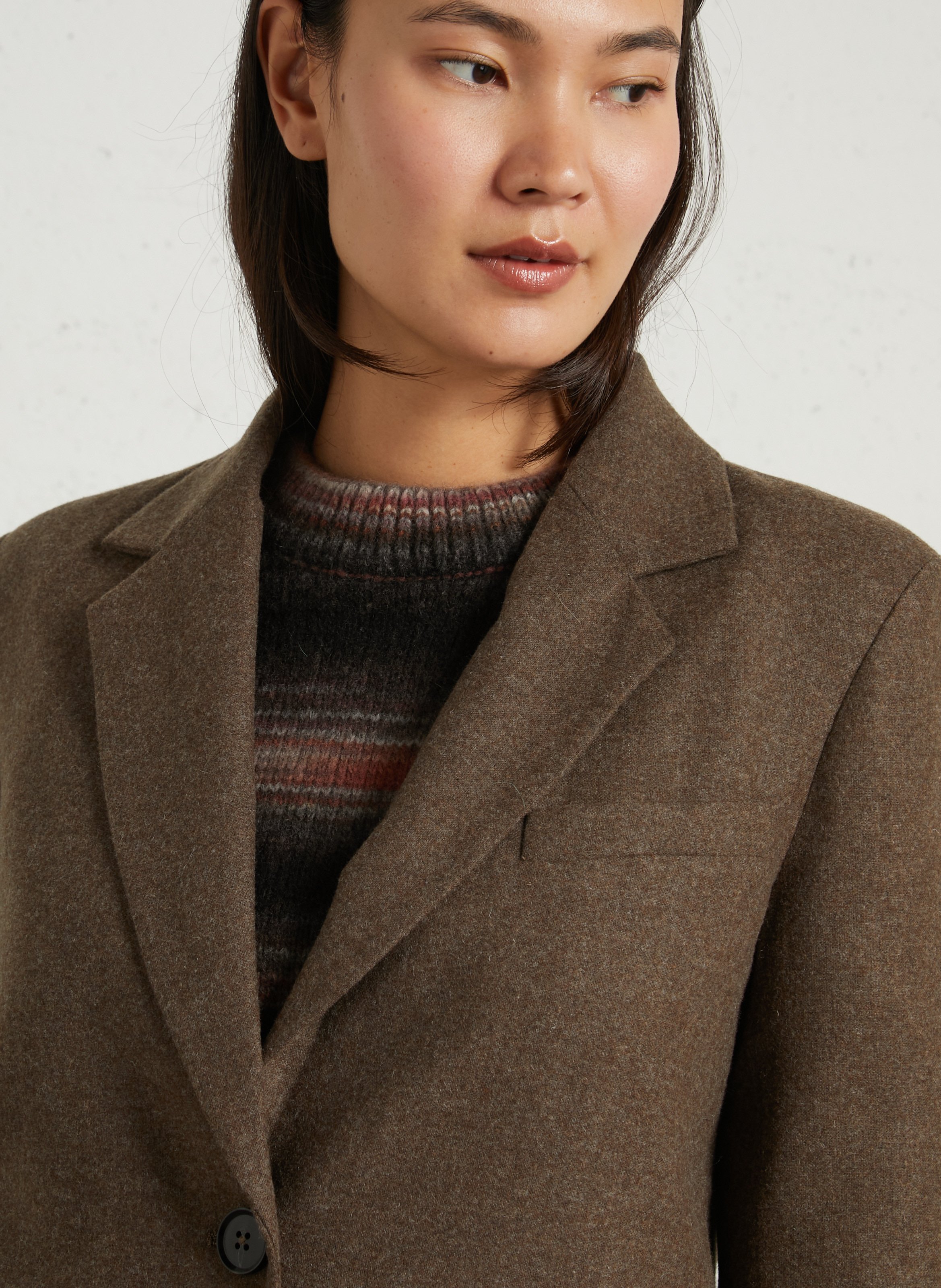 Gerade geschnittener Wollmix-Blazer LEON & HARPER Braun
