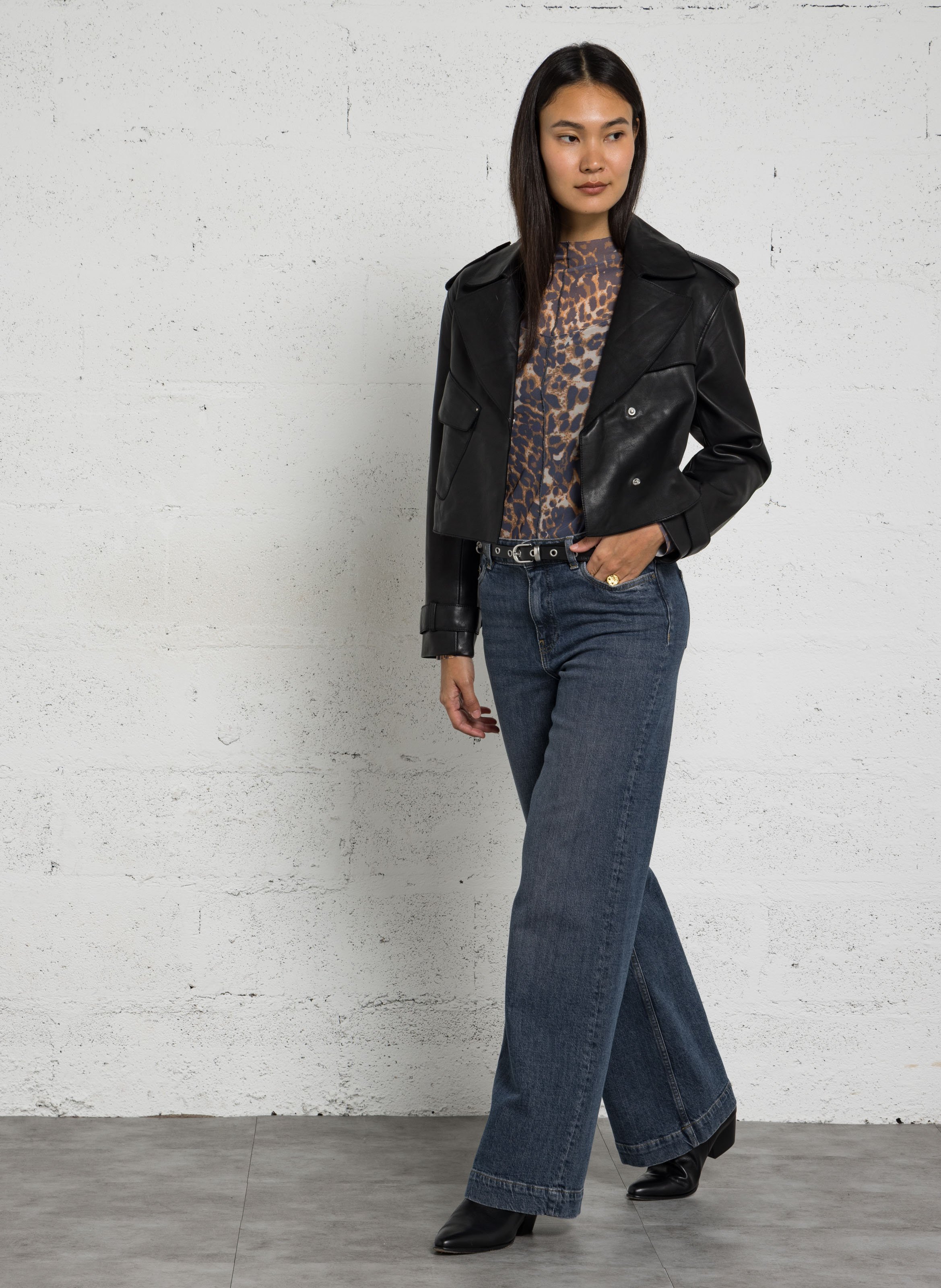 Veste oversize en cuir  IKKS Noir