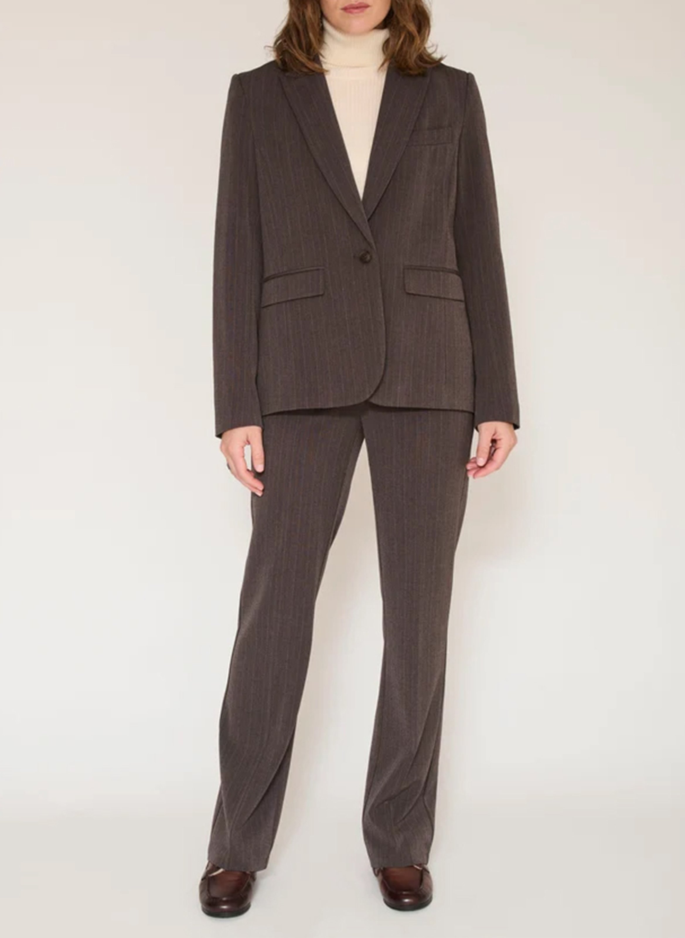 Veste tailleur cintrée à rayures MKT Marron