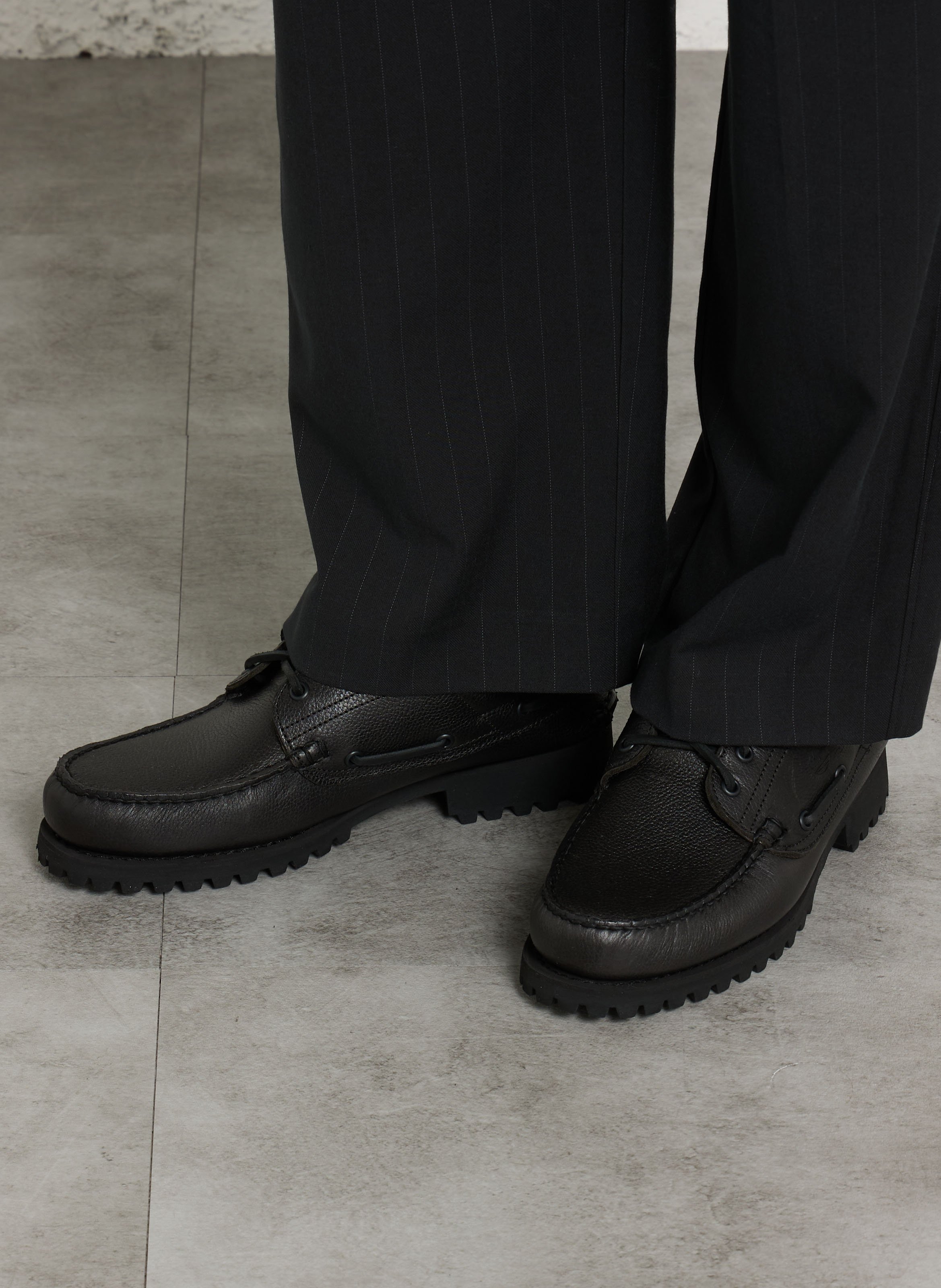 Leather deck shoes TIMBERLAND Black