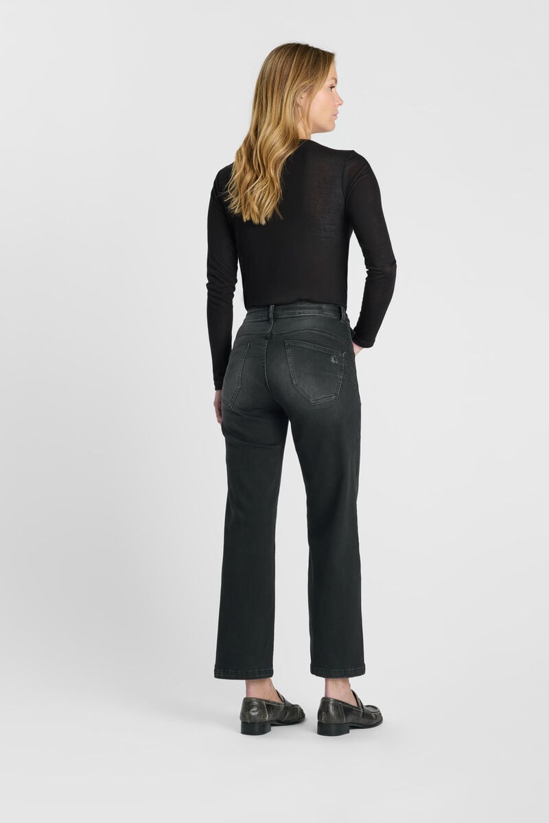 High-waisted loose-fit zip jeans LE TEMPS DES CERISES Black