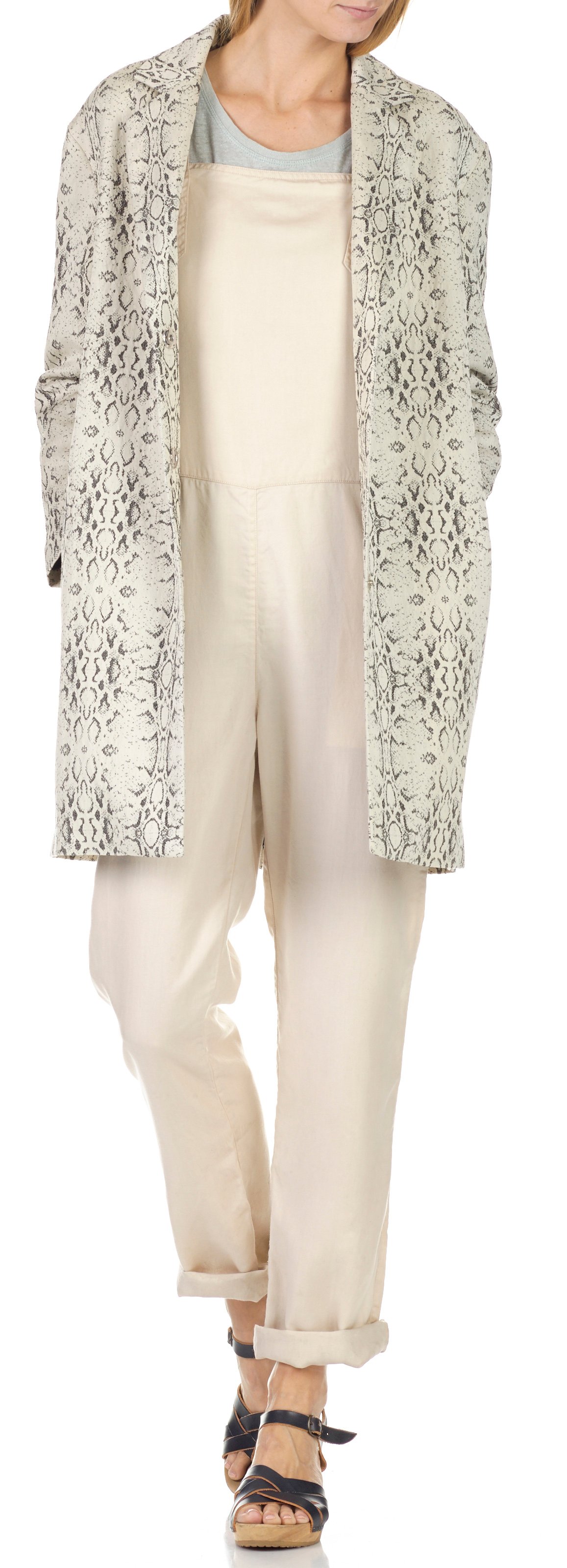 Manteau imprimé python en coton mélangé Quadrio SWILDENS Noir