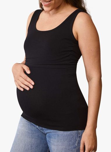 Black organic cotton maternity and nursing camisole, loose fit