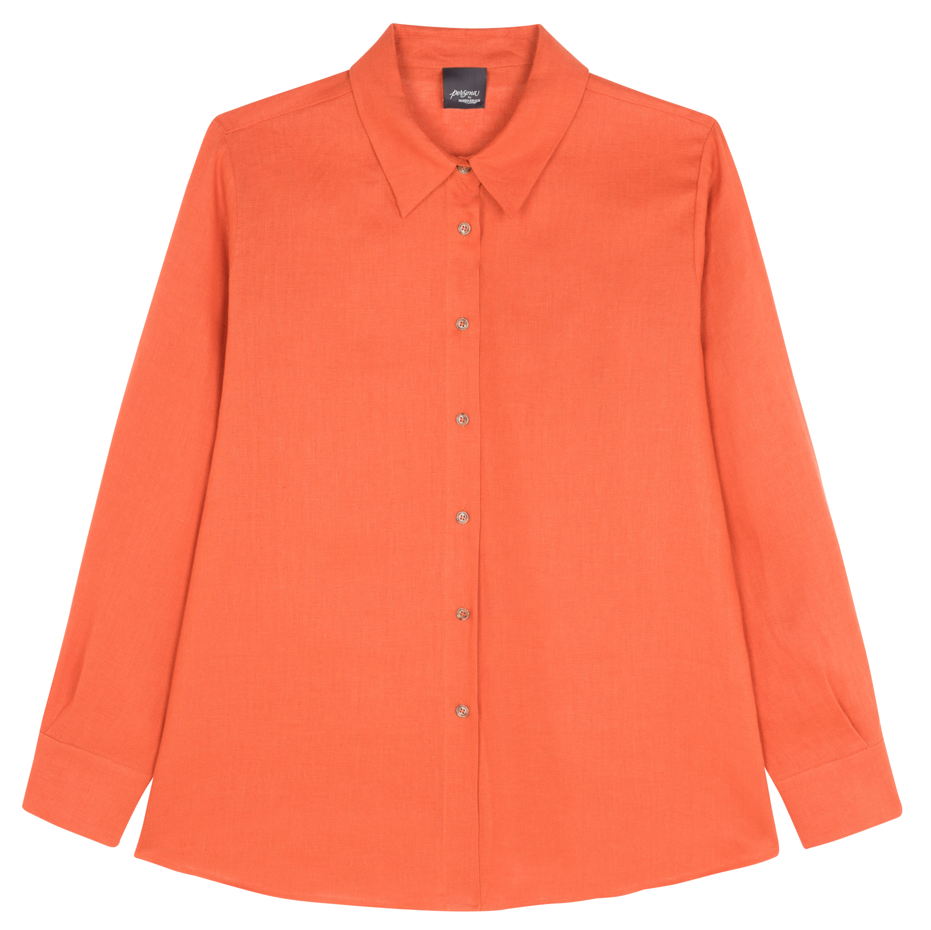 Chemise droite col classique en lin PERSONA by Marina Rinaldi Orange
