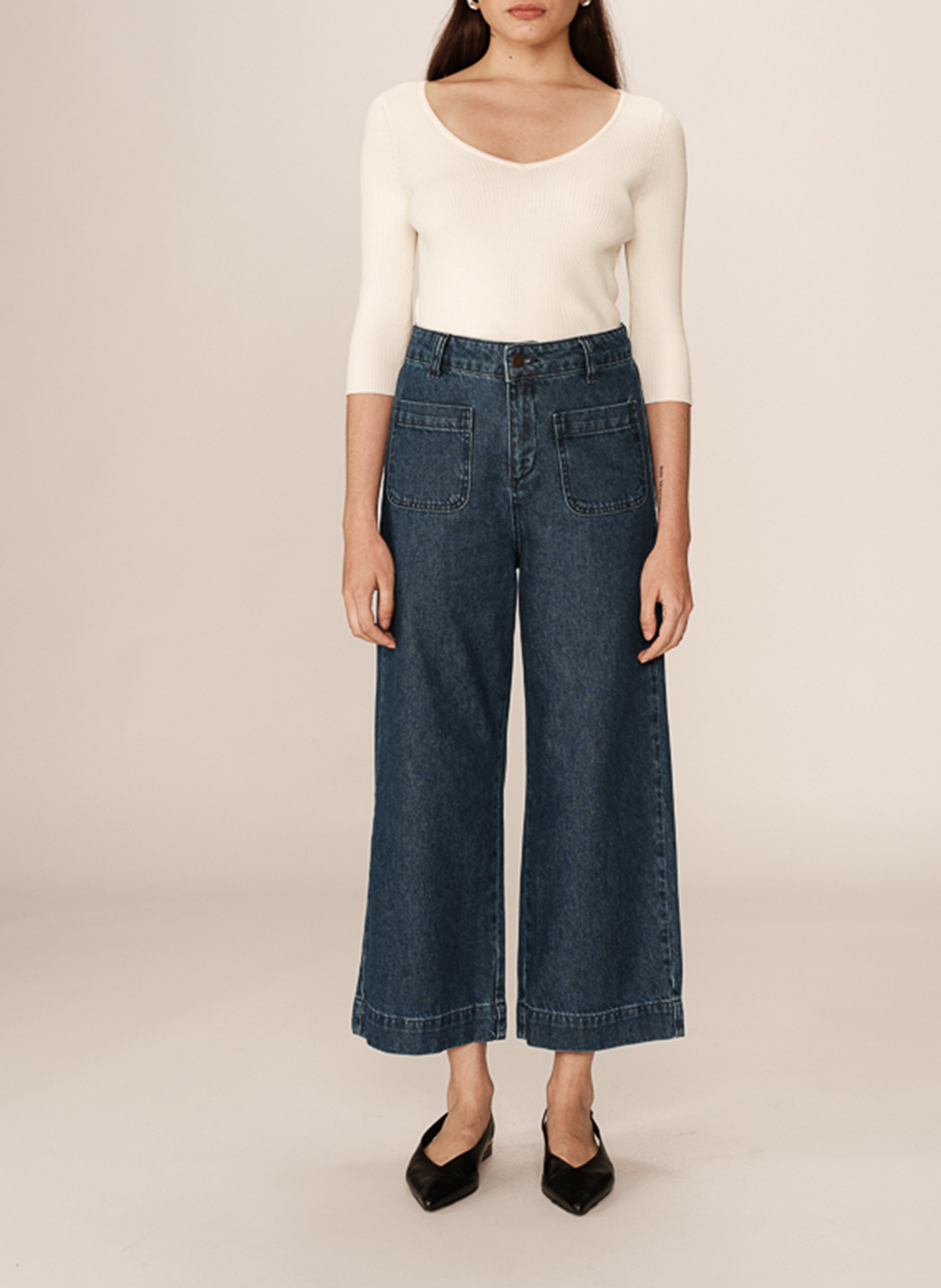 Wide leg cotton jeans GRACE ET MILA Blue