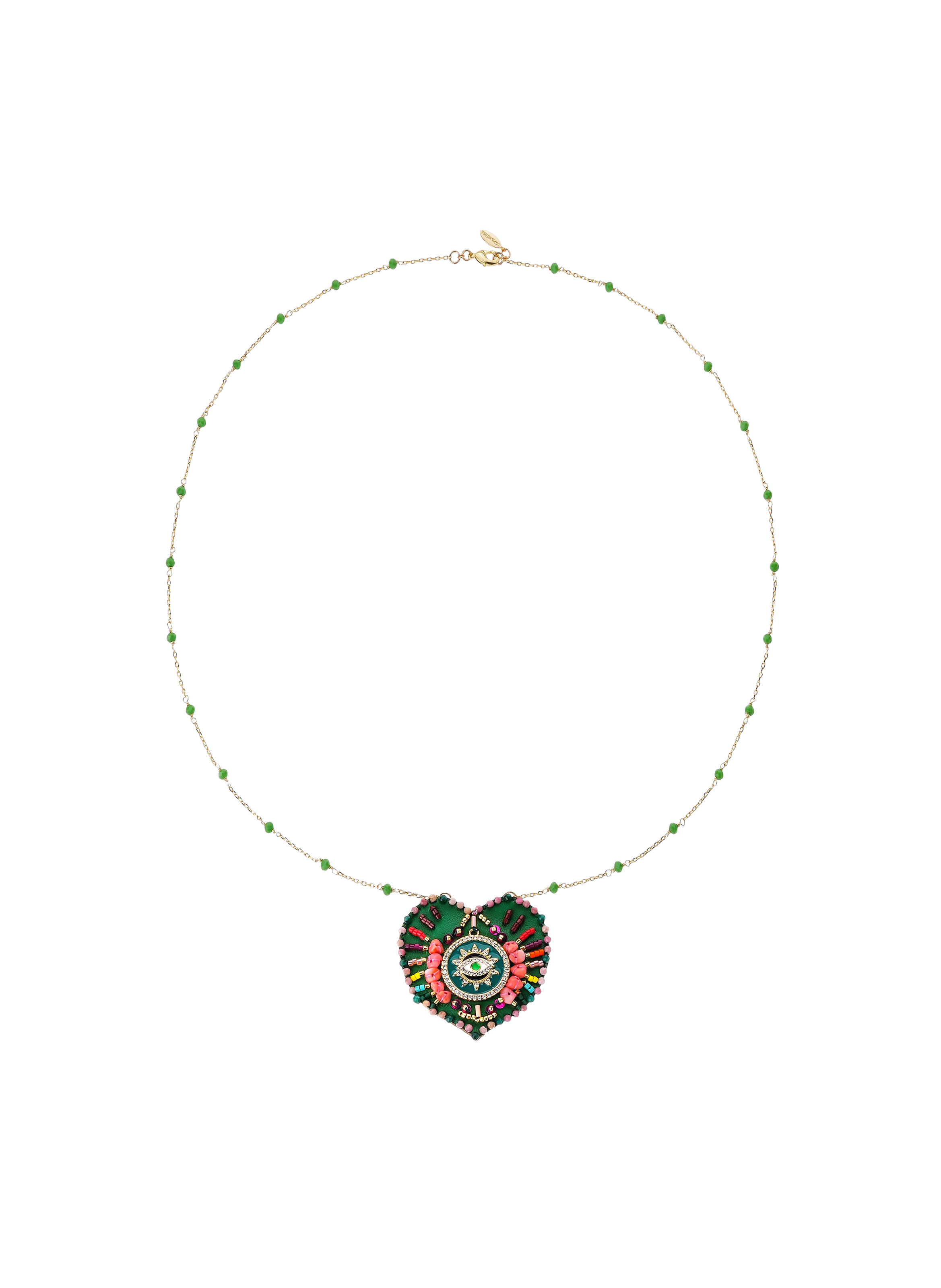 Chain necklace with central charm with pearls HIPANEMA Green