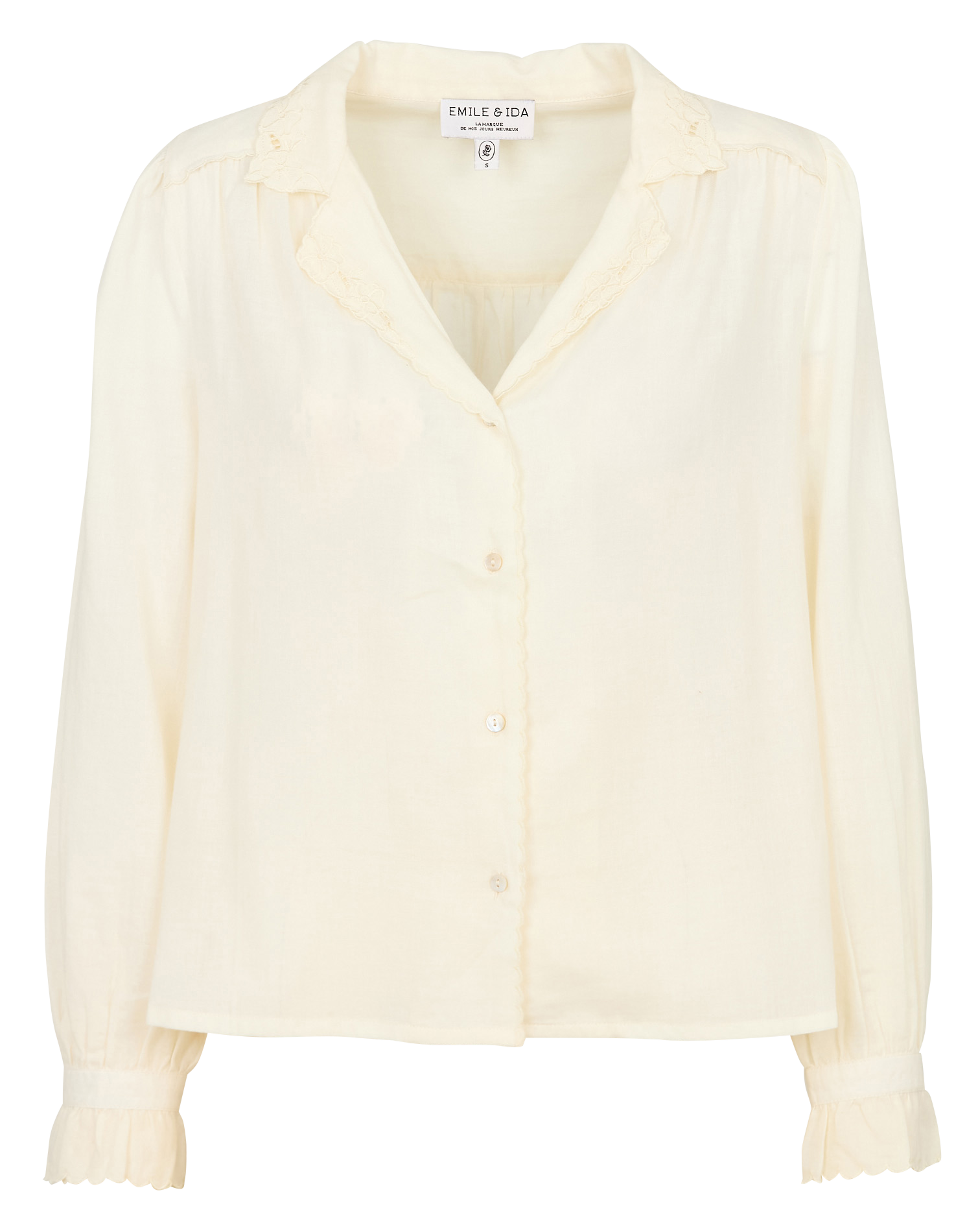 Bluse mit Reverskragen aus Baumwolle EMILE ET IDA Beige