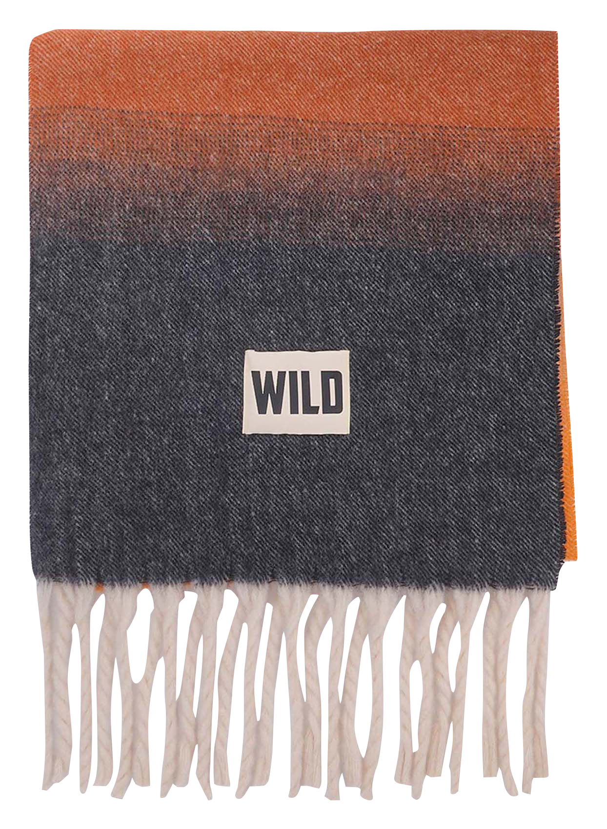 Fringed chunky scarf WILD Brown