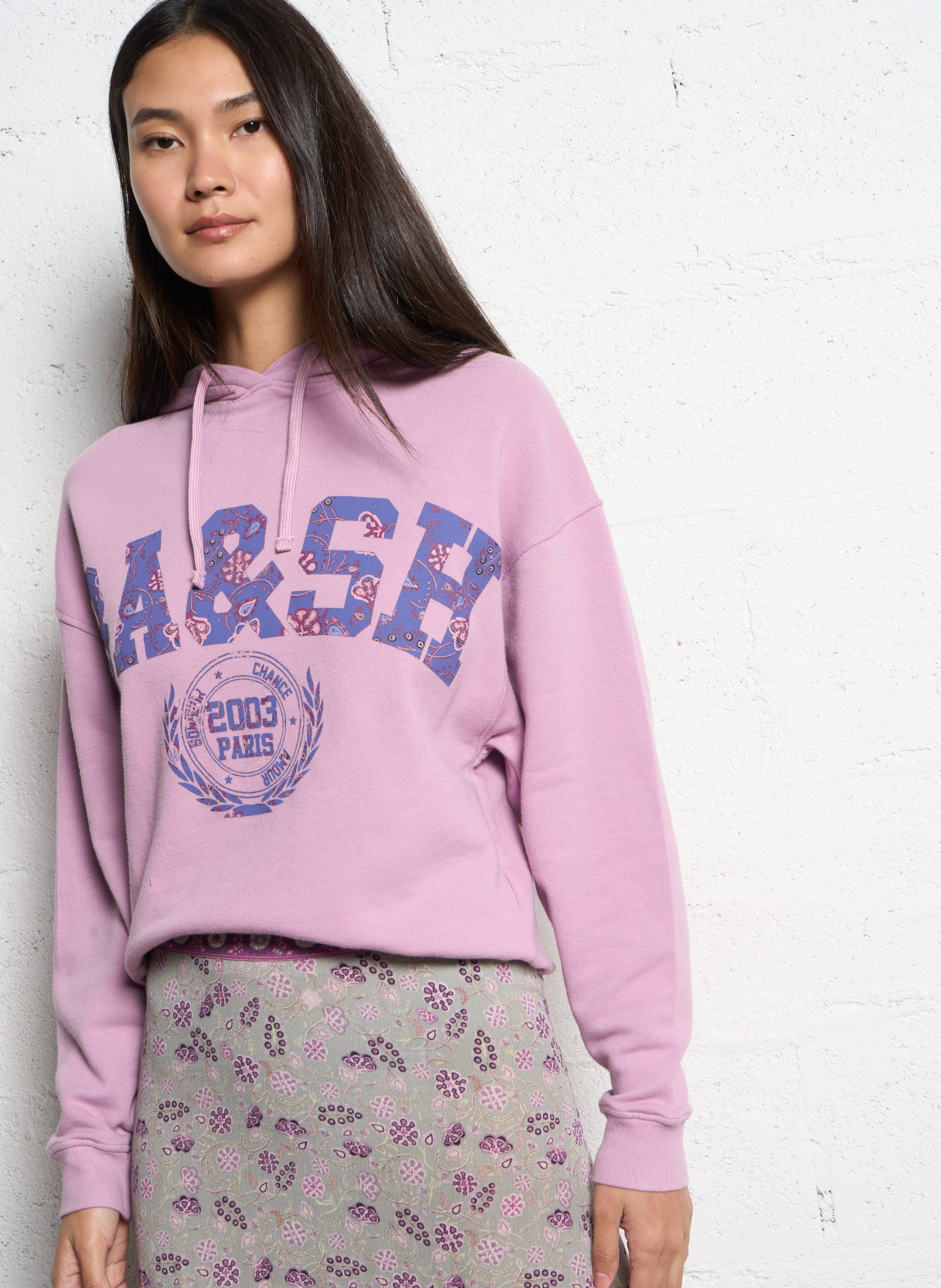 Sweat imprimé à capuche BA&SH Rose