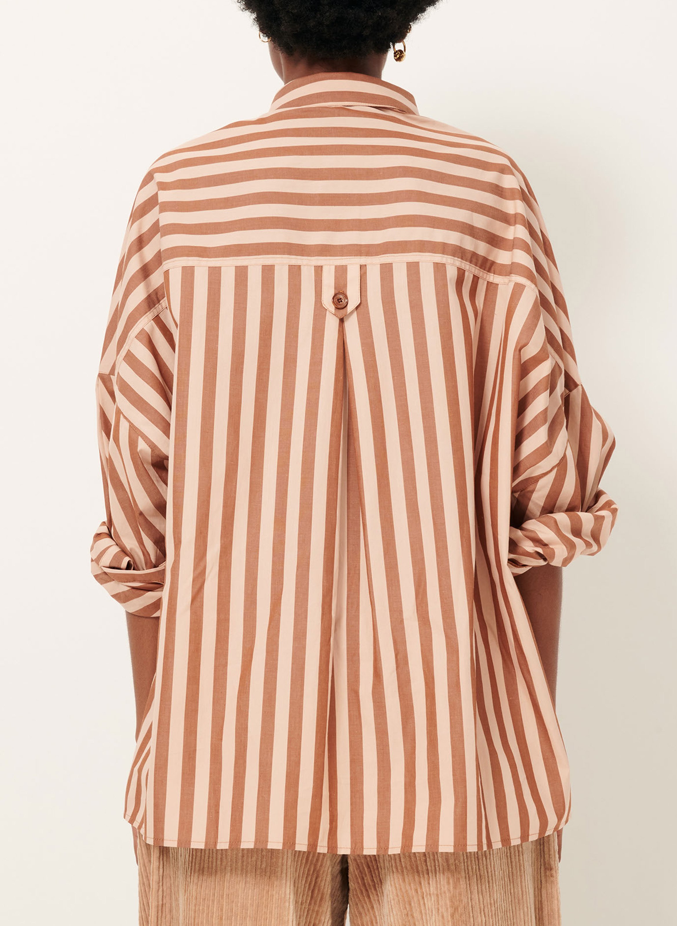 Chemise col classique manches contrastantes en coton SESSUN Brown